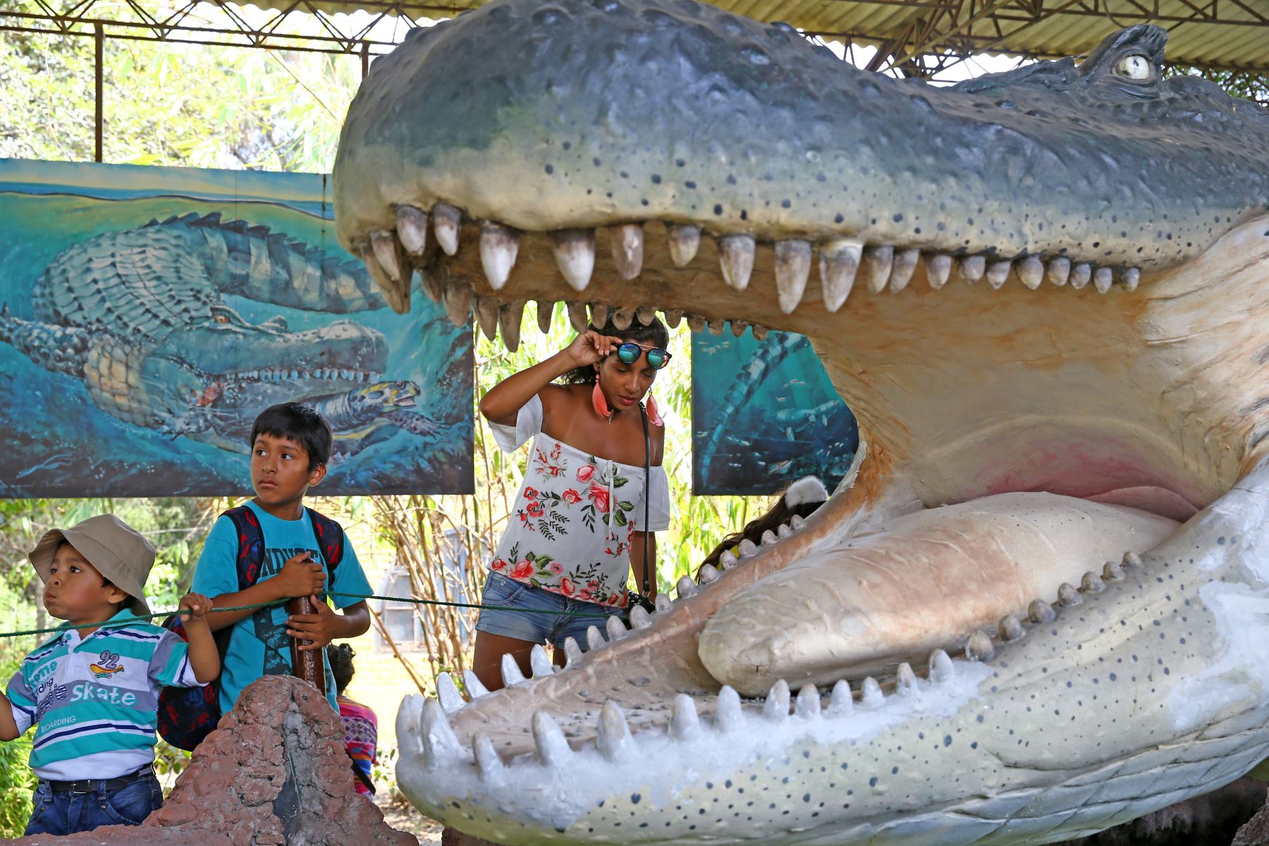 El Purussaurus, réplica de un enorme caimán que vivió hace millones de años en la selva peruana, se puede apreciar en el Museo de Historia Natural de San Marcos, que está cumpliendo 100 años de creación. Foto: ANDINA/Melina Mejía