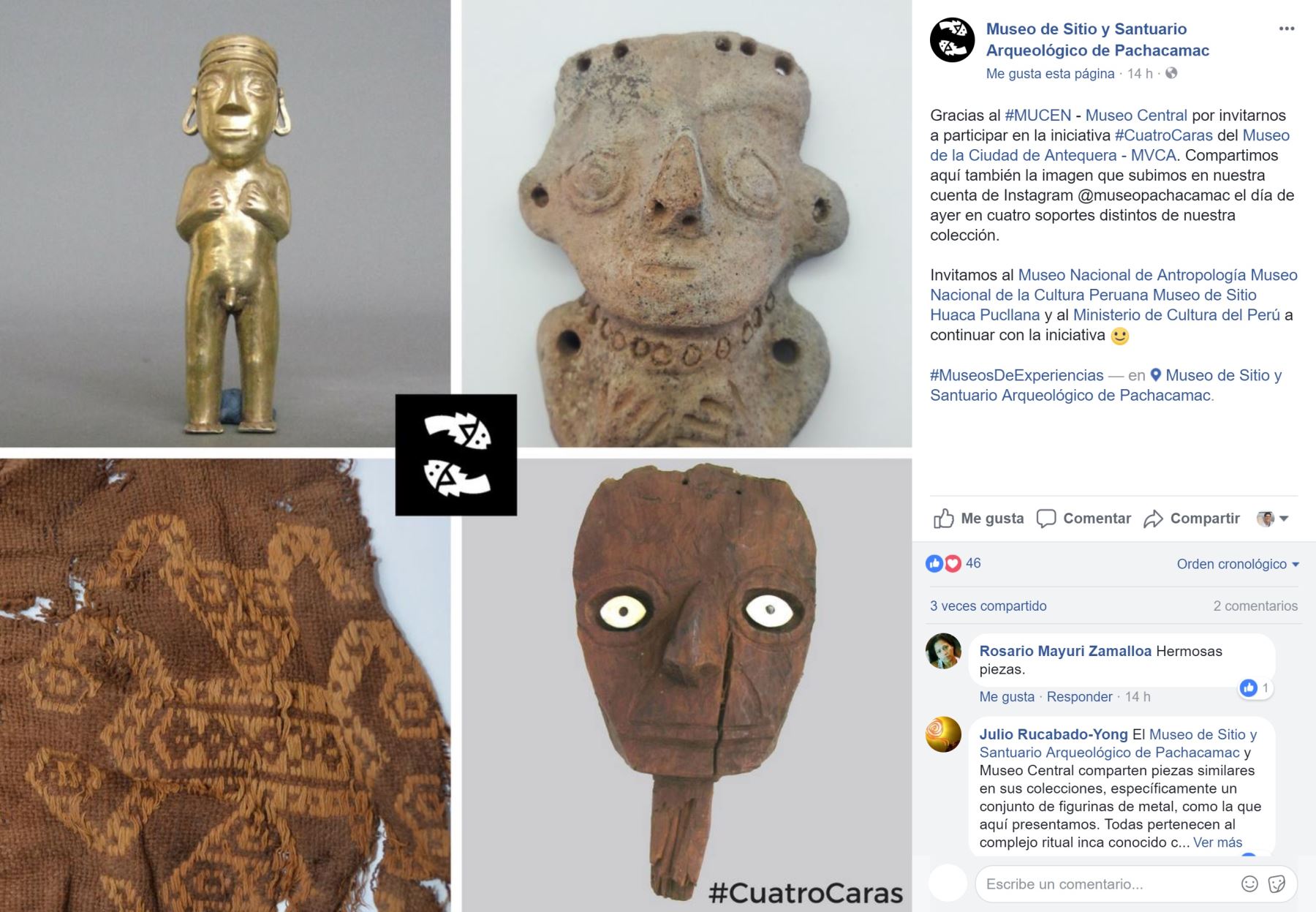 Participación del Museo de Sitio de Pachacamac en reto #CuatroCaras