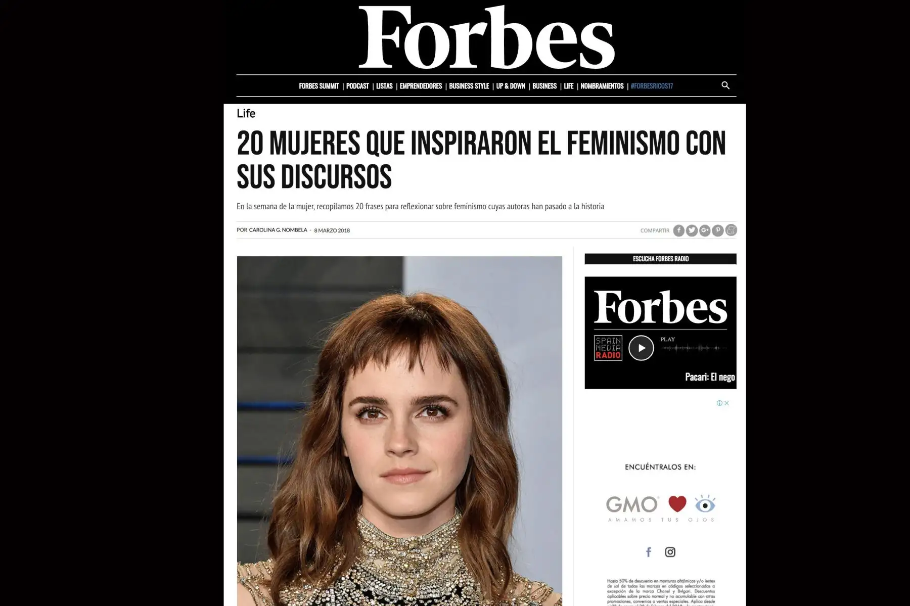 El portal electrónico forbes.es ha clasificado estos pensamientos de mujeres que inspiraron a los movimientos que trabajan para lograr un mayor bienestar para las mujeres en todo el mundo.