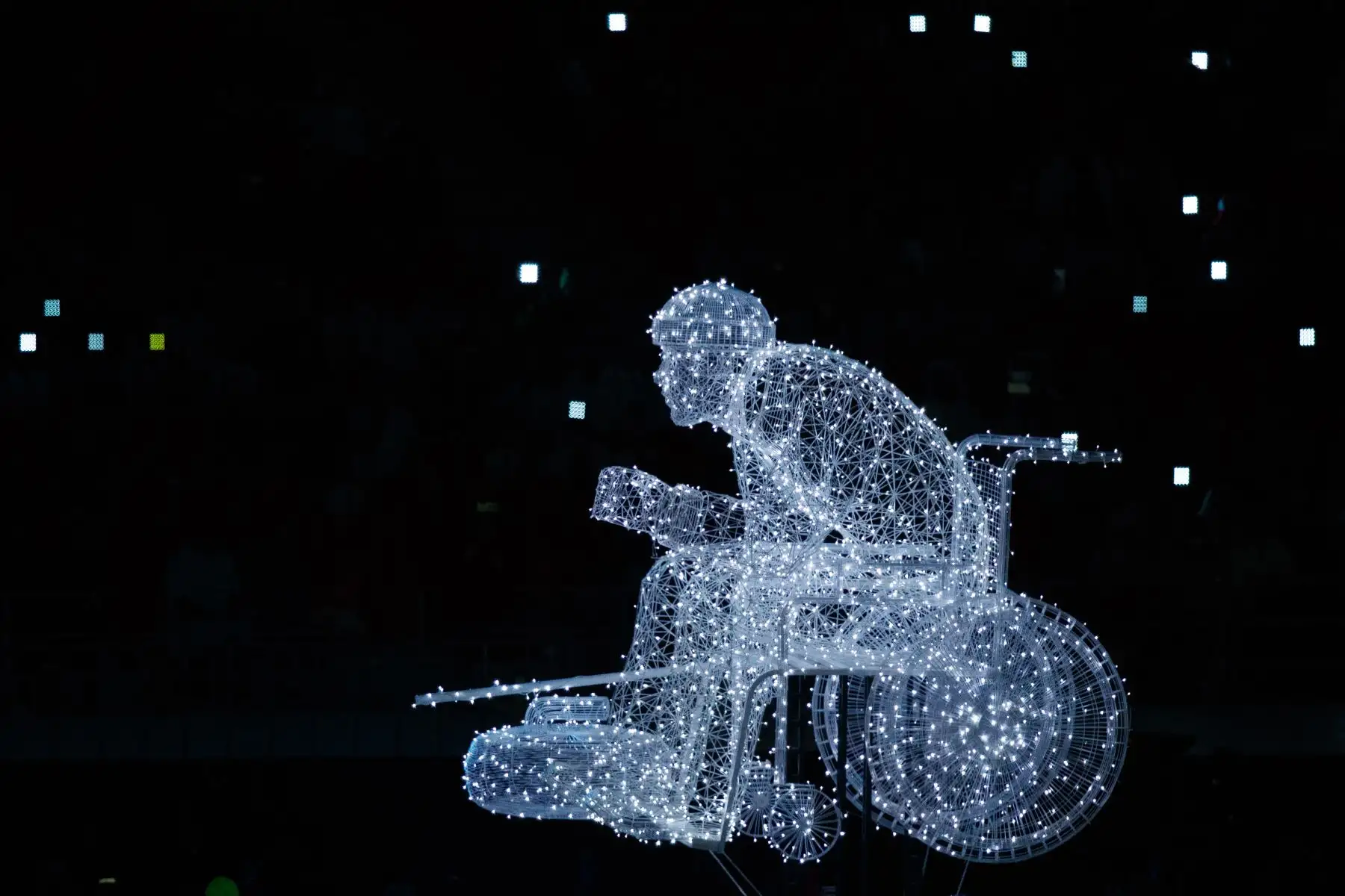 Escultura de luz durante la ceremonia de inauguración de los Juegos Paralímpicos de Invierno Pyeongchang 2018. Foto: AFP