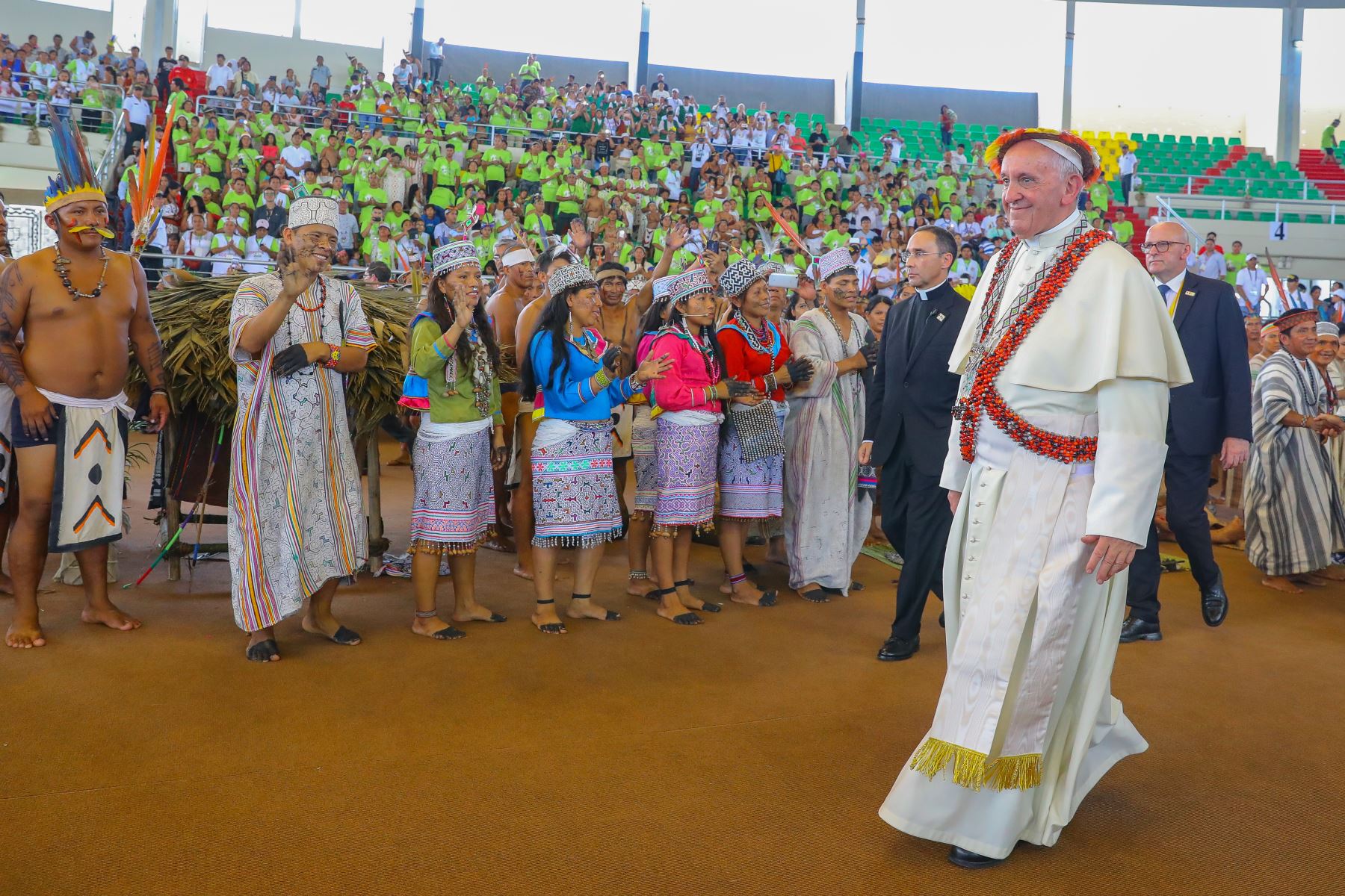 Encuentro del Papa Francisco con los pueblos de la Amazonia en el Coliseo Regional Madre de Dios. Foto: ANDINA/Andres Valle