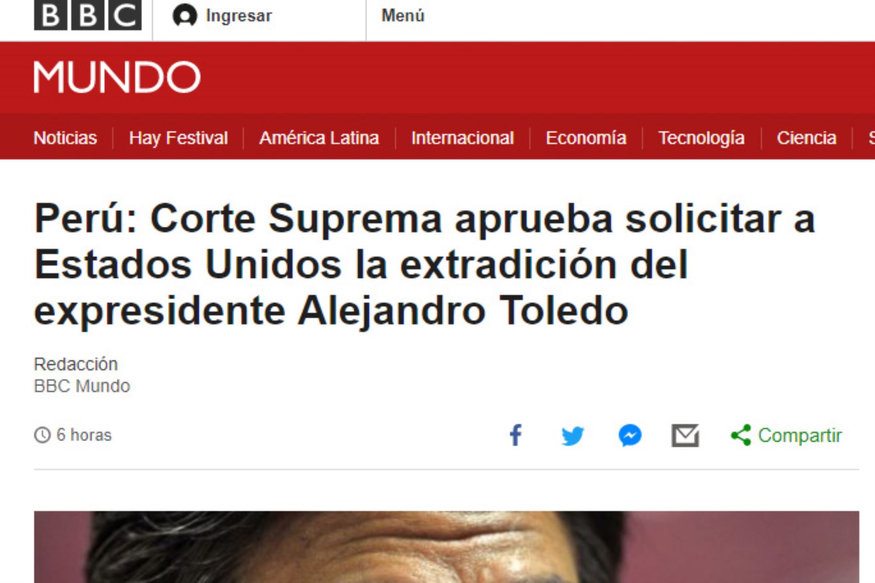 Prensa Internacional informa sobre aprobación de extradición del expresidente Alejandro Toledo. Foto: Captura.