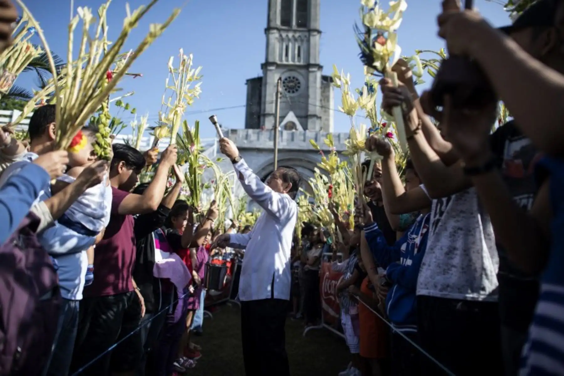 Palmas durante las celebraciones del Domingo de Ramos en la iglesia de Nuestra Señora de Lourdes en Bulacan-Manila. Foto: AFP