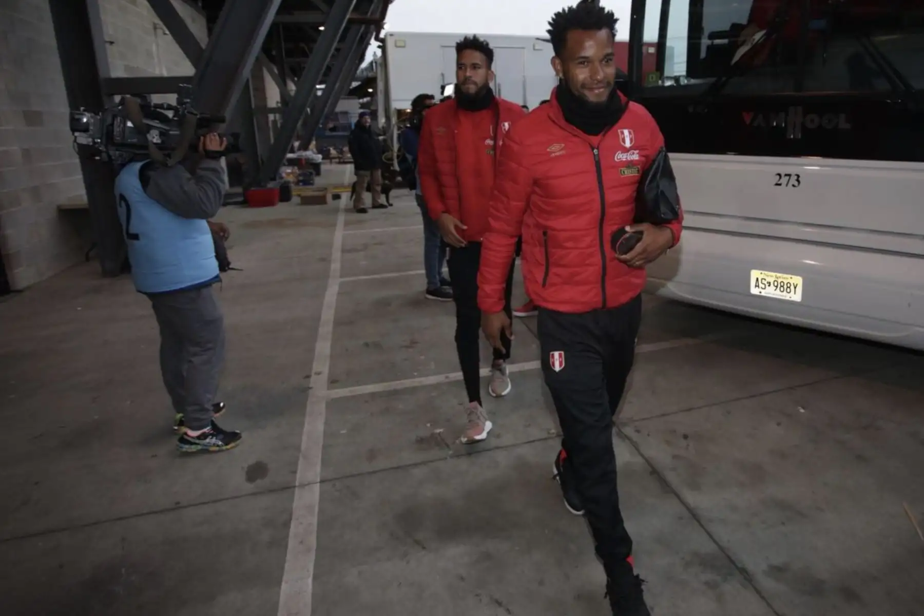 Selección peruana llega al estadio Red Bull Arena en Nueva Jersey. Foto: Twitter/ FPF