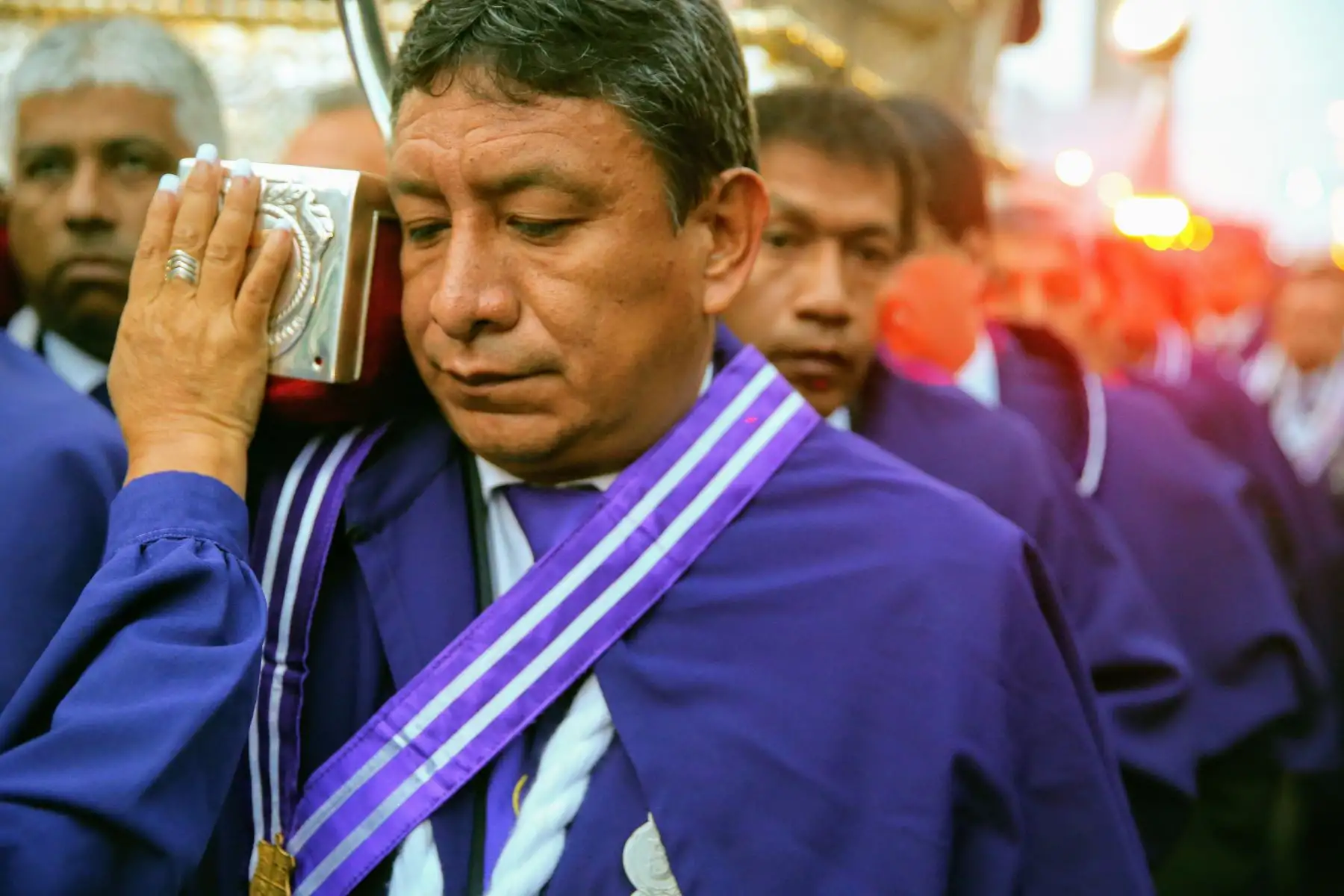 Recorrido del Señor de los Milagros por Semana Santa. Foto: ANDINA/Luis Iparraguirre.
