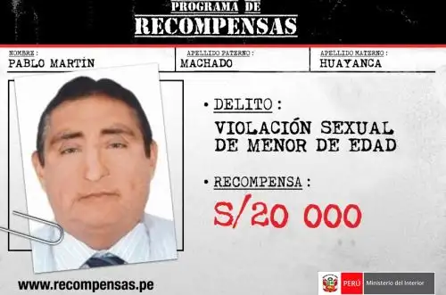 Pablo Martín Machado Huayanca, presunto violador de menor de 3 años. Foto: ANDINA/Difusión.