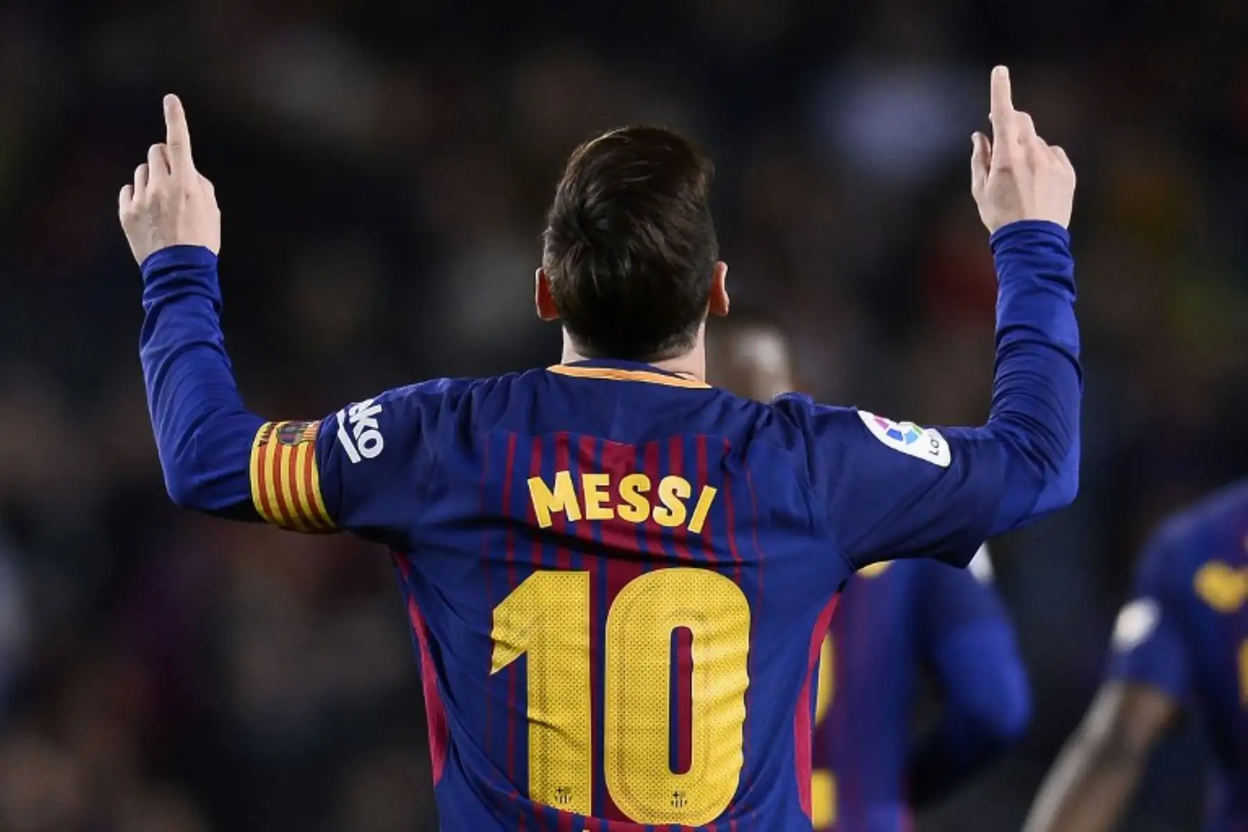 Lionel Messi celebra después de anotar un gol durante el partido de fútbol de la liga española entre Barcelona y Leganés en el estadio Camp Nou de Barcelona-Foto:AFP