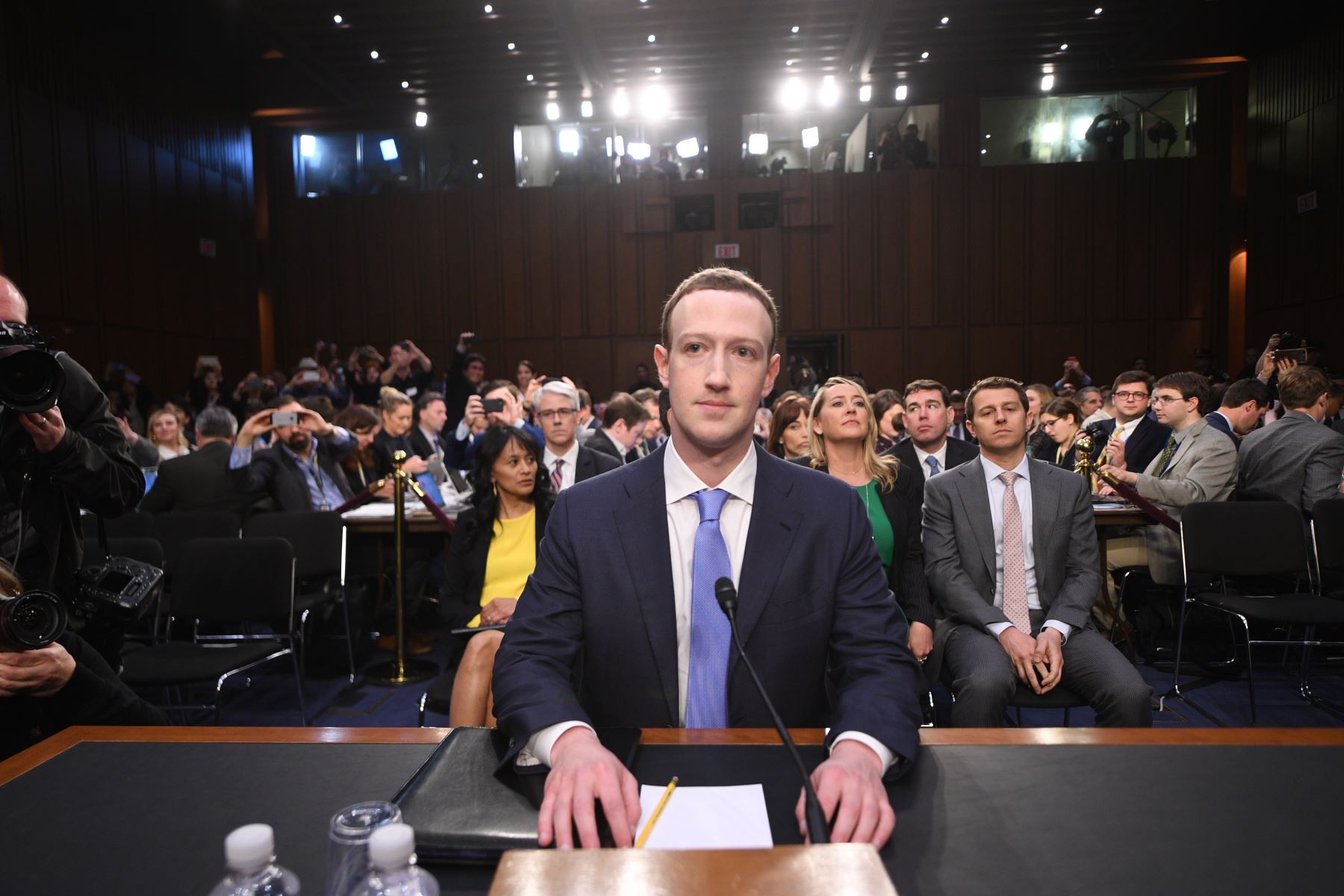 10/04/2018   Mark Zuckerberg de Facebook, llega para testificar ante una audiencia en Washington, DC.Foto: AFP
