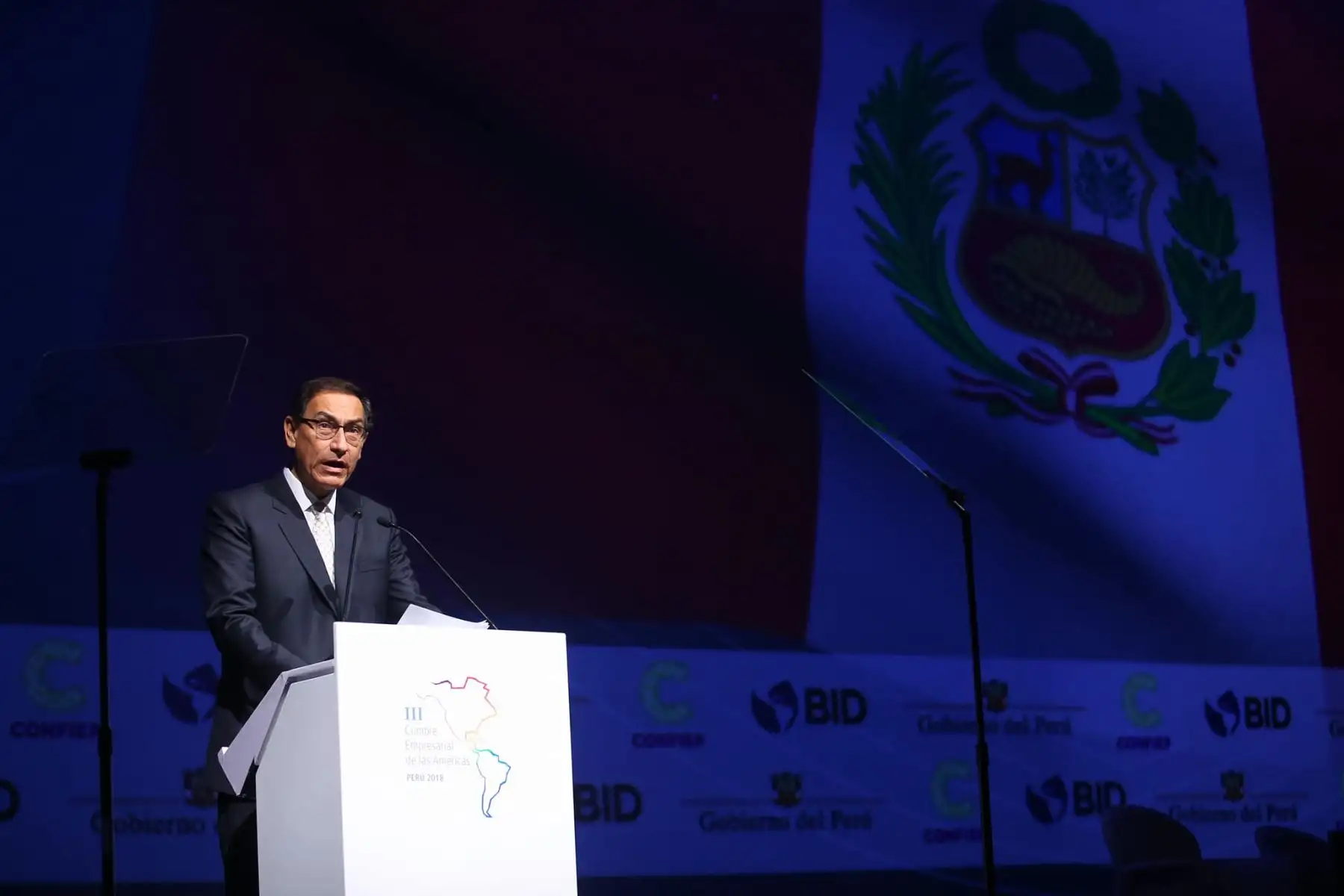 El presidente Martín Vizcarra inaugura la III Cumbre Empresarial de las Américas, actividad efectuada en el marco de la VIII Cumbre de las Américas. Foto: ANDINA/ Prensa Presidencia