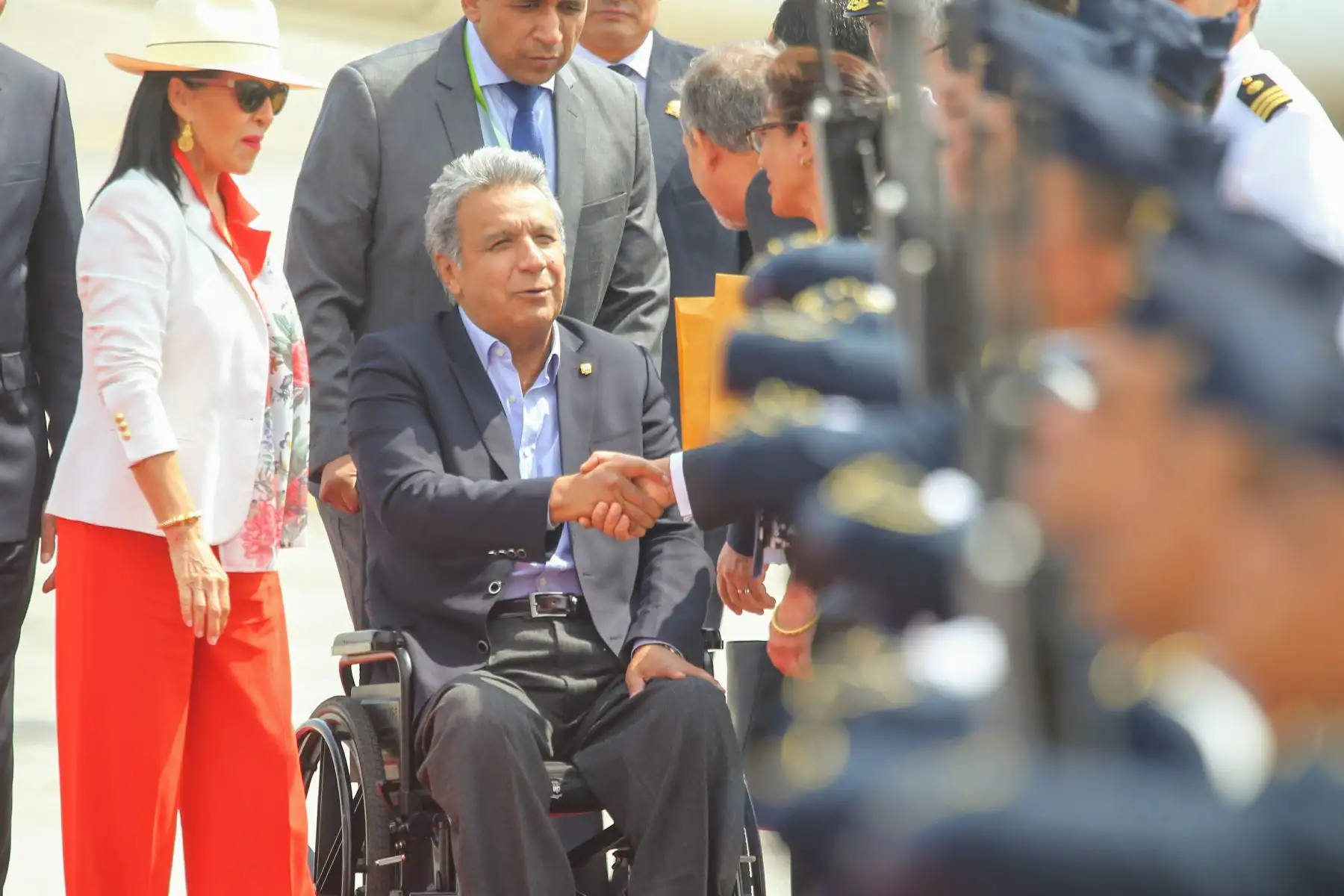 Llegada a Lima del presidente de Ecuador, Lenín Moreno, quien participará de la Cumbre de las Américas que se realizará en nuestra capital. Foto: ANDINA/Luis Iparraguirre.