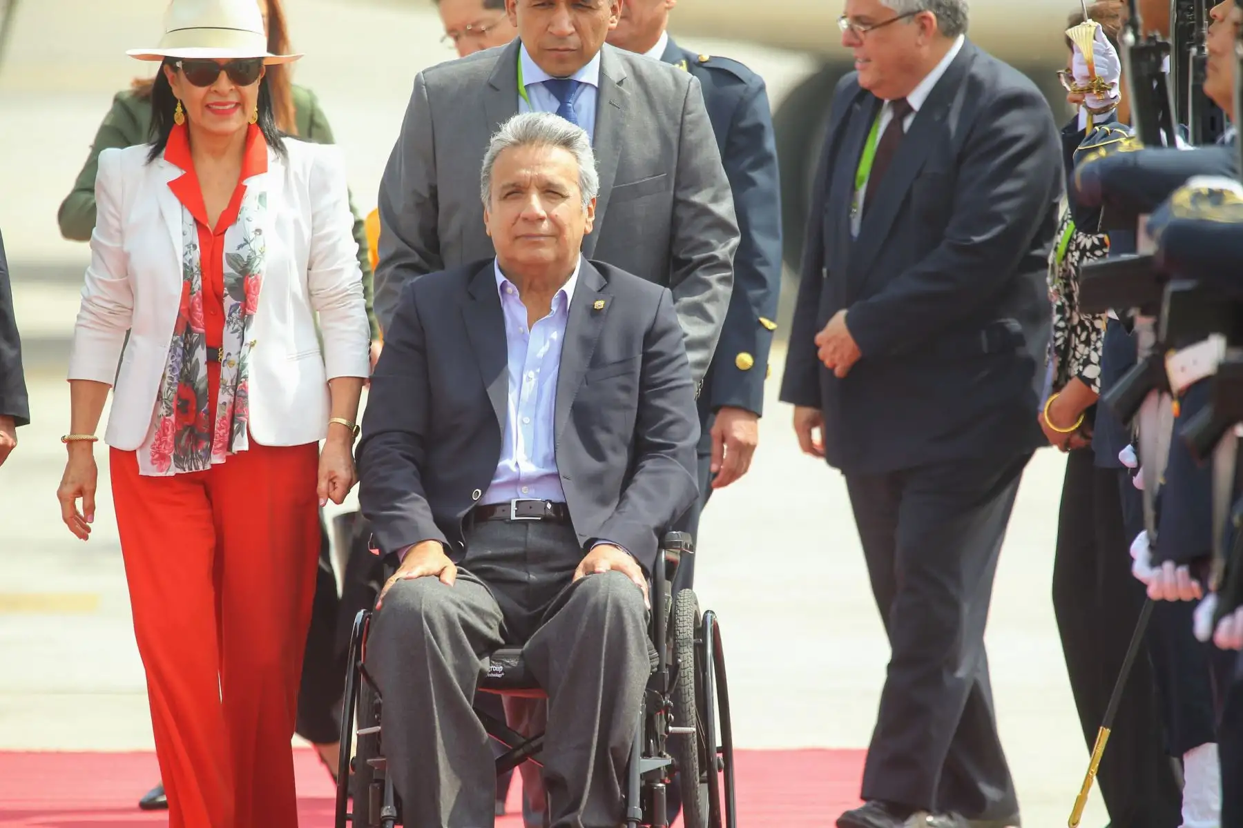 Llegada a Lima del presidente de Ecuador, Lenín Moreno, quien participará de la Cumbre de las Américas que se realizará en nuestra capital. Foto: ANDINA/Luis Iparraguirre.