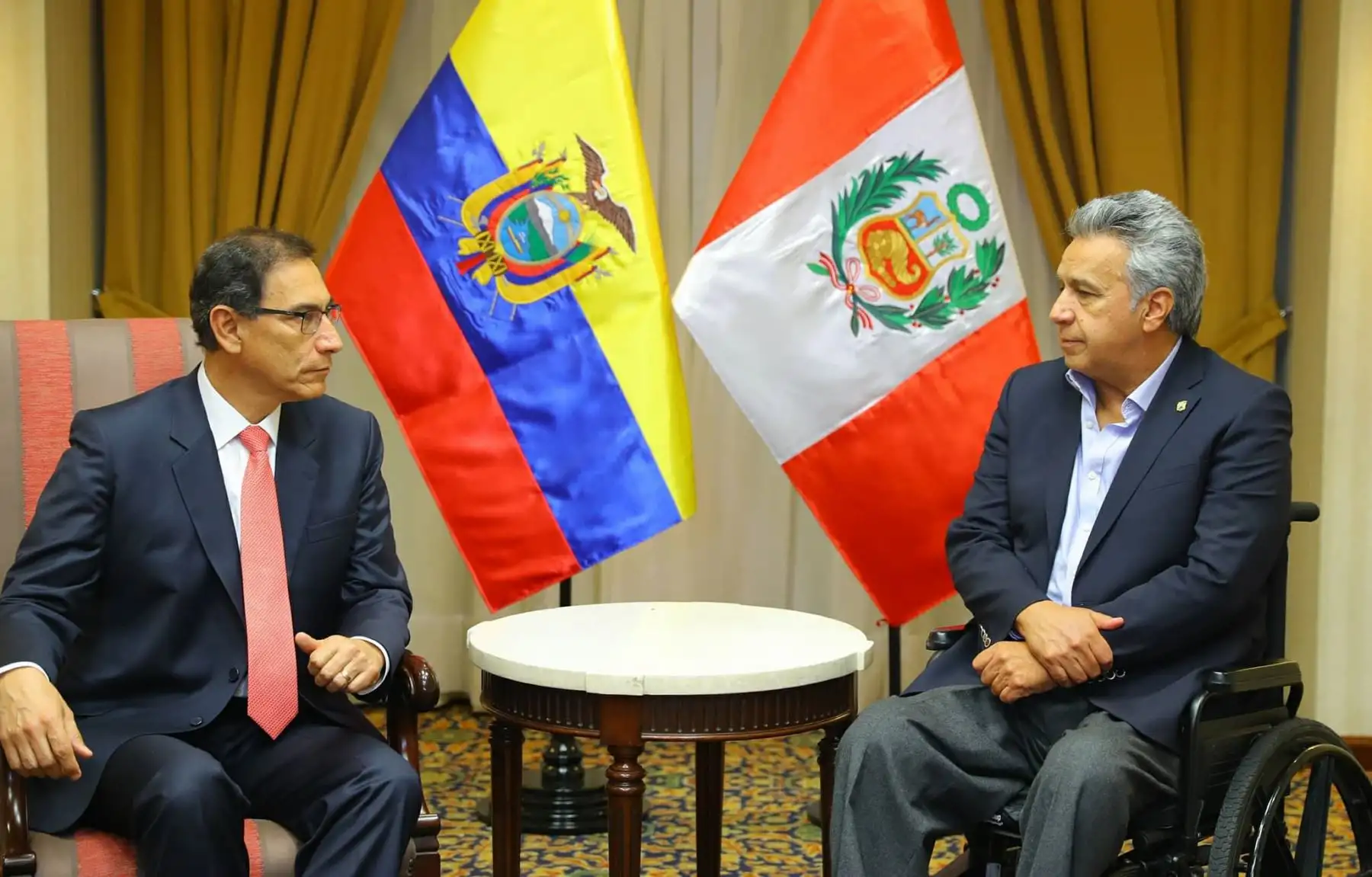El presidente Martín Vizcarra se reúne con su homólogo de Ecuador, Lenin Moreno, para profundizar las relaciones entre ambos países. En el marco de la  III Cumbre Empresarial de las Américas. Foto: ANDINA/ Prensa Presidencia