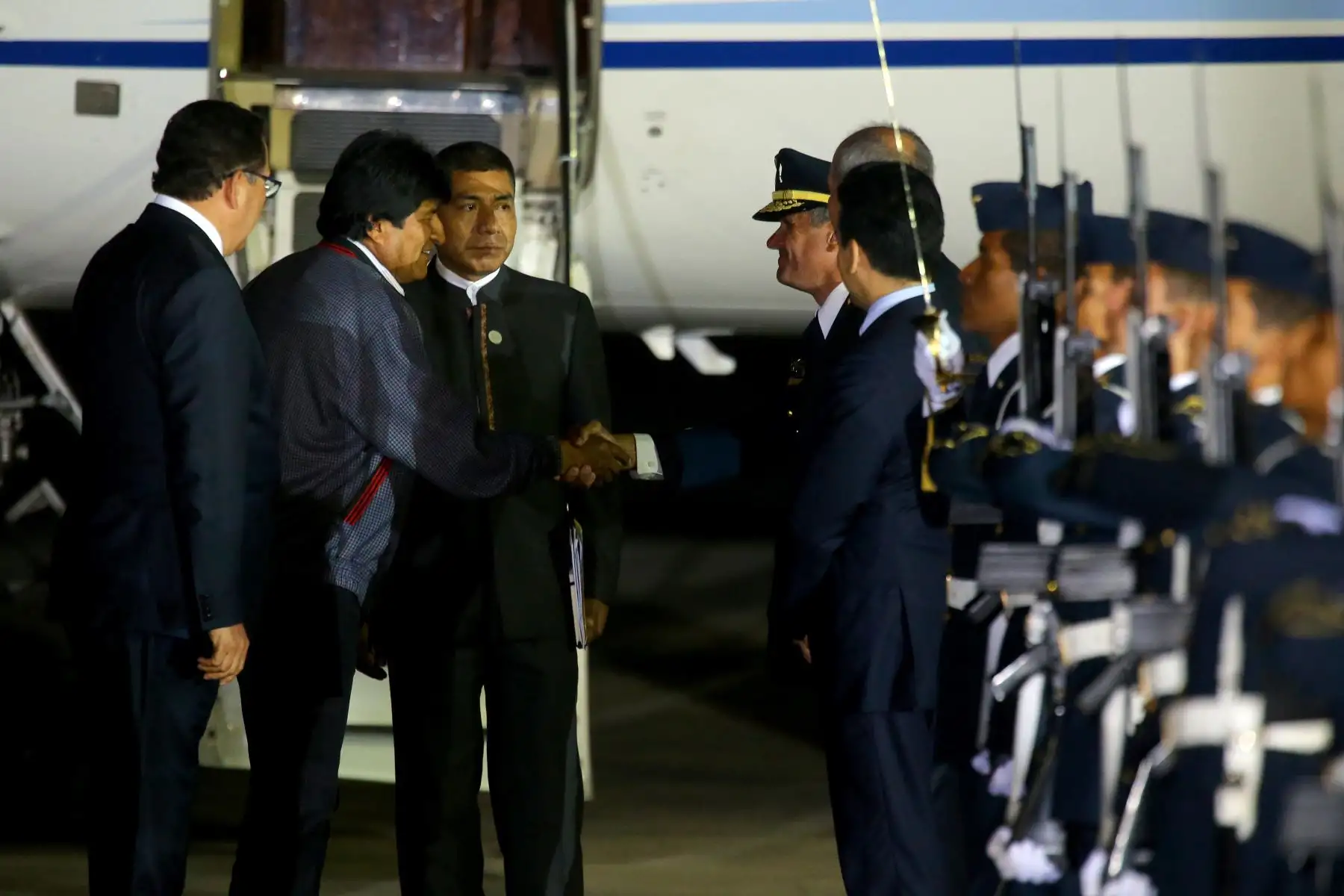 Presidente boliviano Evo Morales llega a Lima para participar en la VIII Cumbre de las Américas. Foto: ANDINA/Luis Iparraguirre.