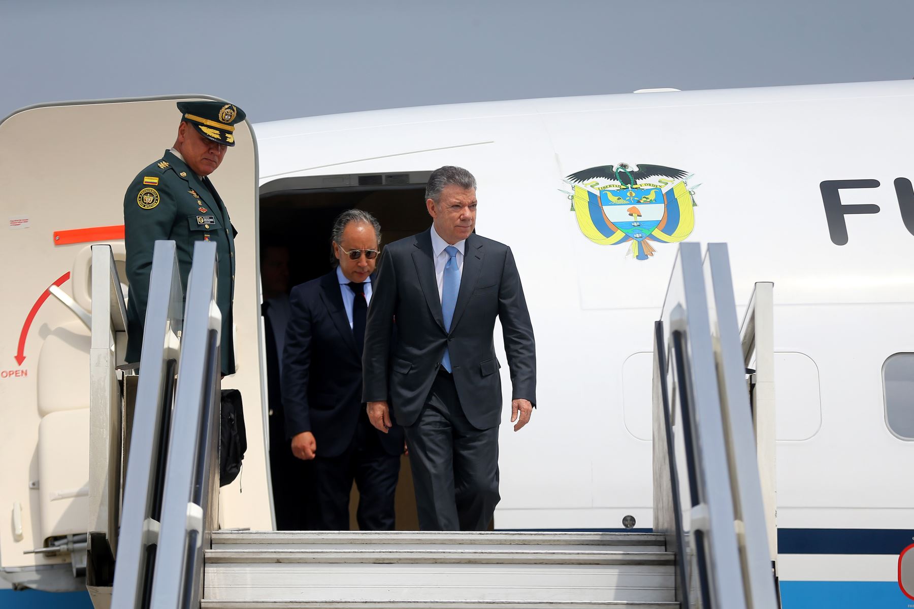 El presidente de Colombia, Juan Manuel Santos, llega a nuestra capital para participar de la VIII Cumbre de las Américas. Foto: ANDINA/Luis Iparraguirre