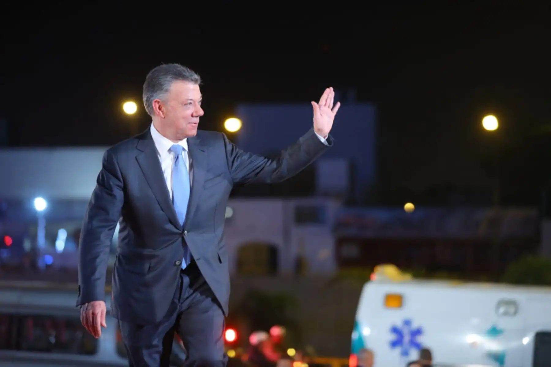 Presidente de Colombia, Juan Manuel Santos, a su llegada a la sede de la VIII Cumbre de las Américas. Foto: ANDINA/Prensa Presidencia.