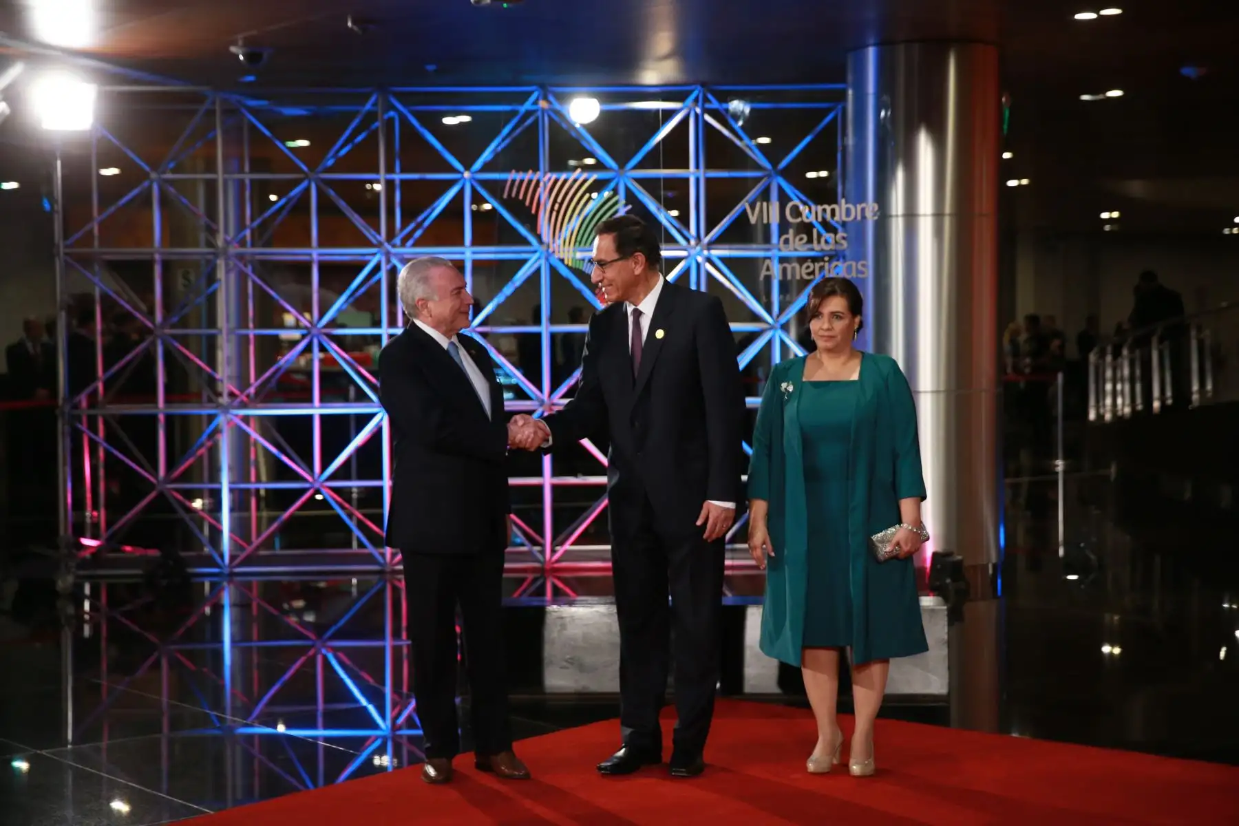Presidente de Brasil, Michel Temer, a su llegada a la sede de la VIII Cumbre de las Américas. Foto: ANDINA/Prensa Presidencia.