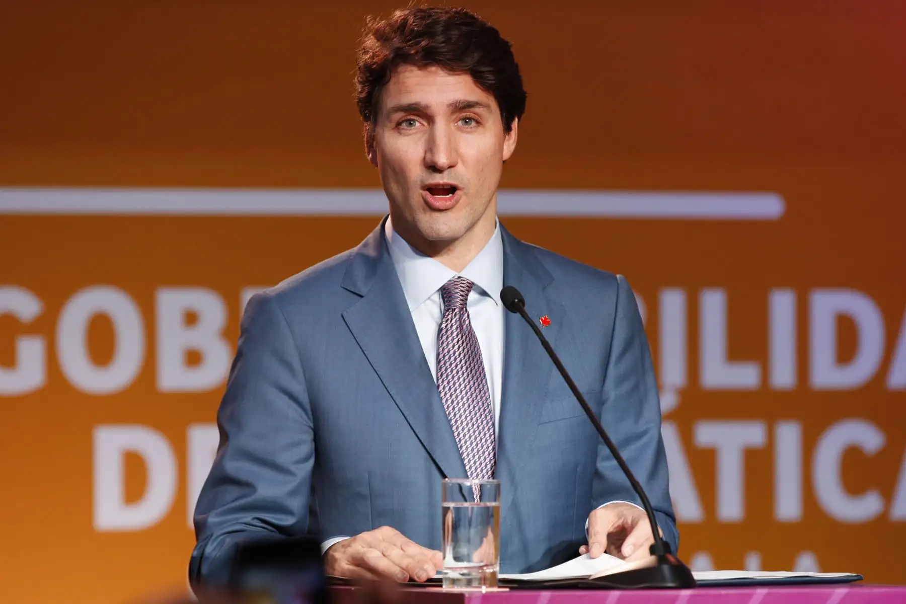 Primer Ministro de Cánada, Justin Trudeau ofrece conferencia de prensa al termino de la VIII Cumbre de la Américas. Foto:ANDINA/ Dante Zegarra