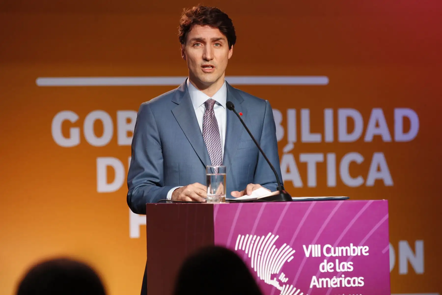 Primer Ministro de Cánada, Justin Trudeau ofrece conferencia de prensa al termino de la VIII Cumbre de la Américas. Foto:ANDINA/ Dante Zegarra