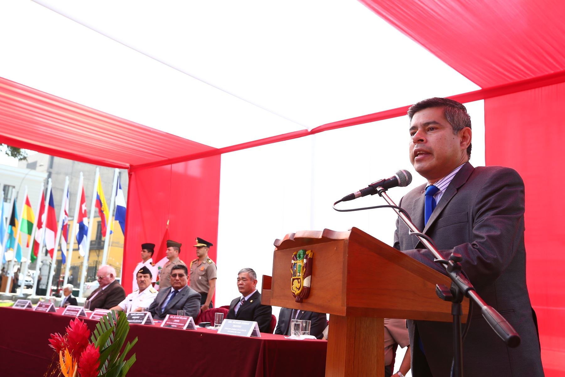 Presidente del Congreso, Luis Galarreta, durante ceremonia por una aniversario de la Operación Chavín de Huántar. Foto: Congreso.