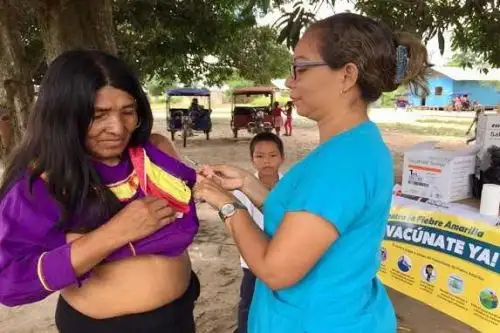 El Ministerio de Salud (Minsa) intensificó la vacunación contra la fiebre amarilla y otras enfermedades inmunoprevenibles en la comunidad amazónica Victoria Gracia, ubicada en el distrito de Yarinacocha, provincia de Coronel Portillo, región Ucayali.