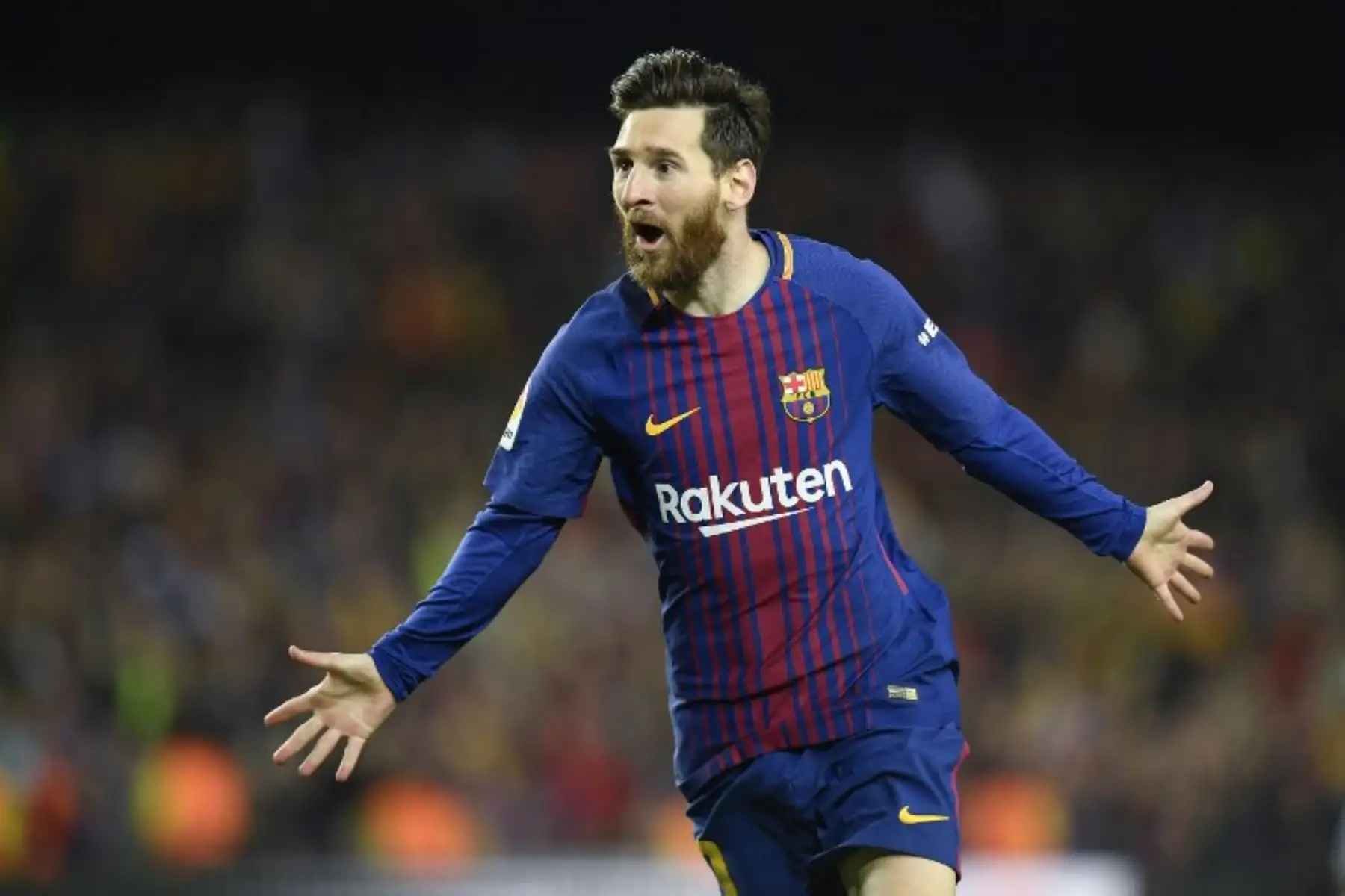 El delantero argentino del Barcelona Lionel Messi celebra después de anotar un gol durante el partido de fútbol de la liga española.Foto:AFP