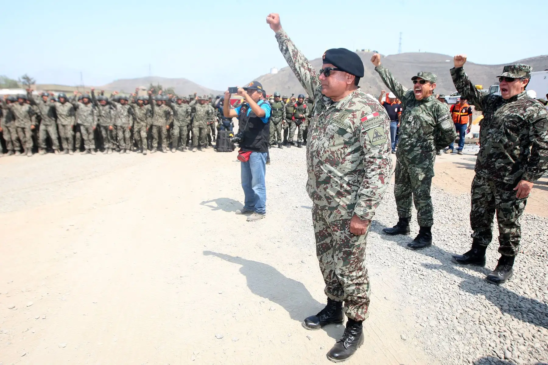 Comandante general del Ejército, César Astudillo, dirige ejercicio  possismo de la Primera Brigada Multipropósito del Ejército. Foto: ANDINA/Héctor Vinces.