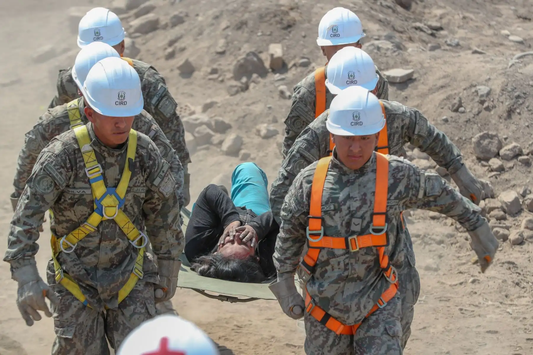 Primera Brigada  Multipropósito  Mariscal del Perú Eloy Gaspar Ureta Montehermoso, del Ejército del Perú, realizó simulacro multisectorial  de atención possismo. Foto: ANDINA/Mindef.