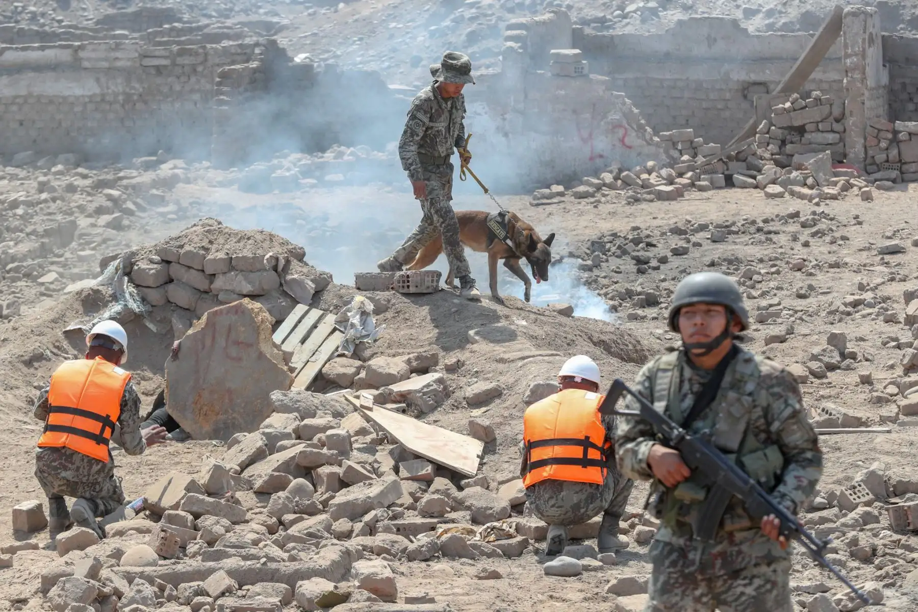 Primera Brigada  Multipropósito  Mariscal del Perú Eloy Gaspar Ureta Montehermoso, del Ejército del Perú, realizó simulacro multisectorial  de atención possismo. Foto: ANDINA/Mindef.