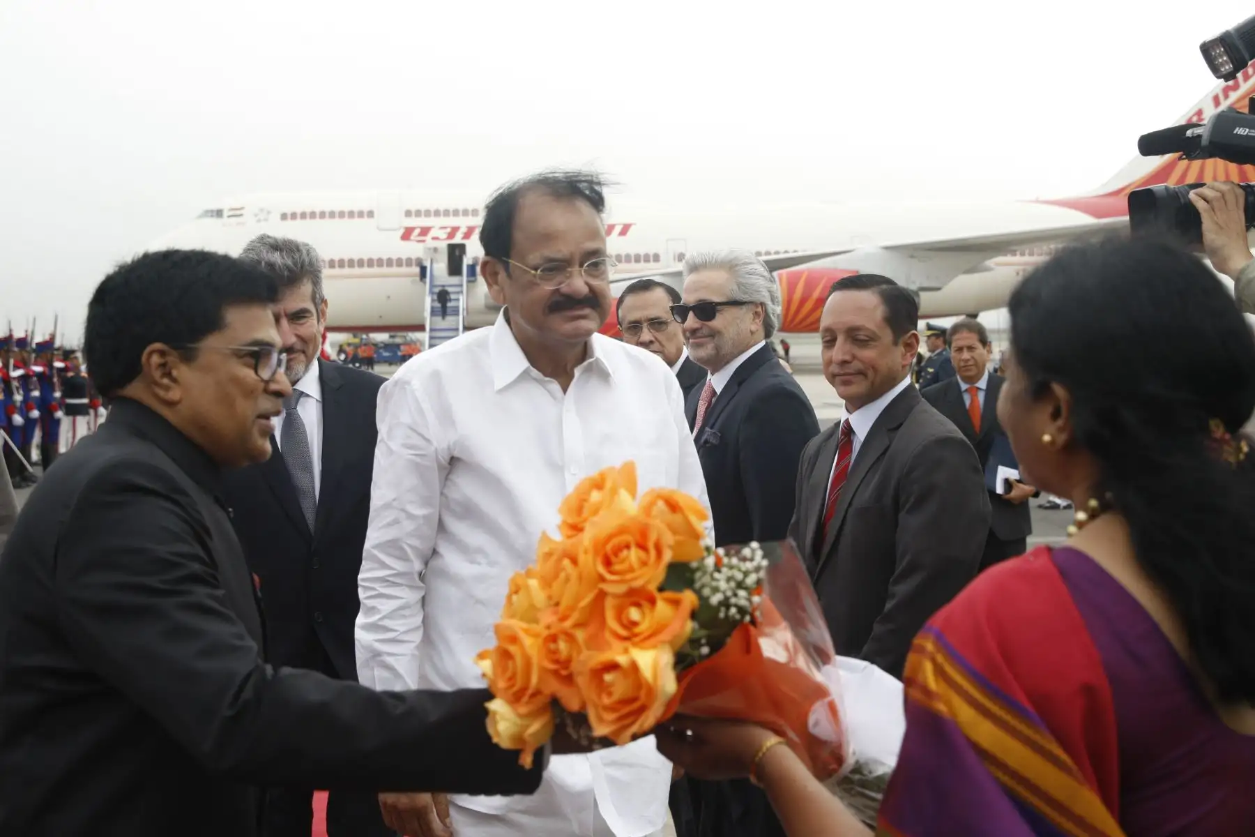 Vicepresidente de la India, Muppavarapu Venkaiah Naidu, llega  al Grupo Aéreo 8 en visita oficial. Foto: ANDINA/Eddy Ramos.