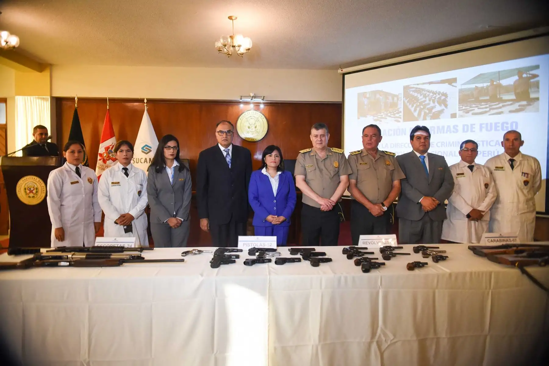 Sucamec dona 110 armas a la Dirección de Criminalística de la Policía Nacional del Perú. ANDINA/Mininter