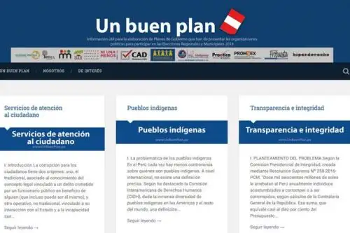 Plataforma web Un buen plan, realizada por 12 organizaciones de la sociedad civil