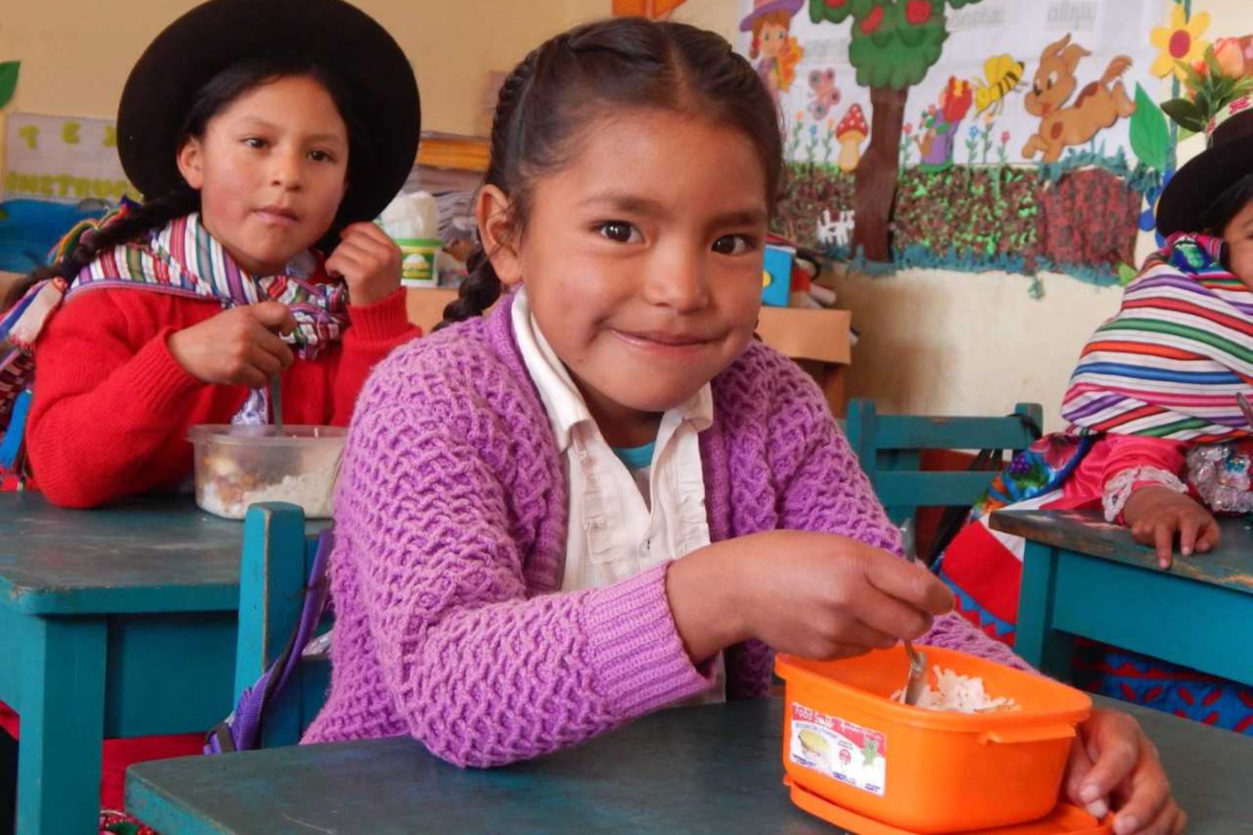En la región Ayacucho, Roberta y Vanesa van tejiendo a diario sus historias de superación a 3,500 metros de altura. Mientras Roberta ha mejorado su participación en clases y Vanesa tiene un buen rendimiento escolar, gracias al Programa Nacional de Alimentación Social Qali Warma.