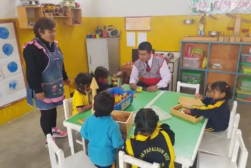 Especialistas del Ministerio de Educación supervisan colegios de Mala, en Cañete, para verificar daños por sismo de magnitud 5.5. ANDINA/Difusión