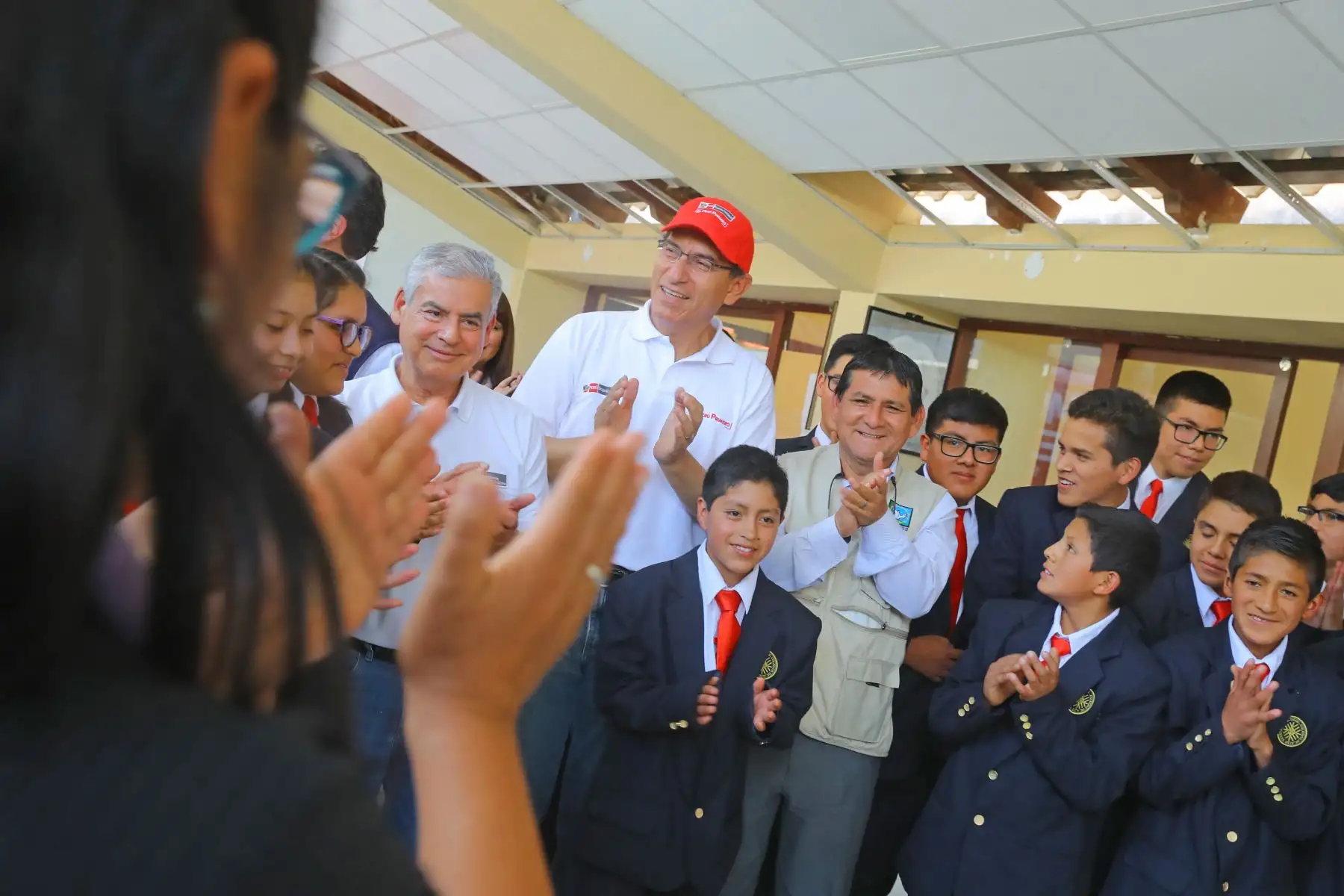 Presidente Martín Vizcarra, junto al presidente de la Presidencia del Consejo de Ministros del Perú, César Villanueva, ofrece conclusiones al finalizar el Muni Ejecutivo Extraordinario en Huánuco.Foto: ANDINA/Prensa Presidencia