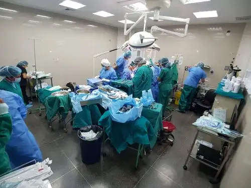 En el Hospital Nivel III en Puno de EsSalud, profesionales de salud de ese nosocomio y del Hospital Almenara realizan procura de órganos de donador en esa ciudad.