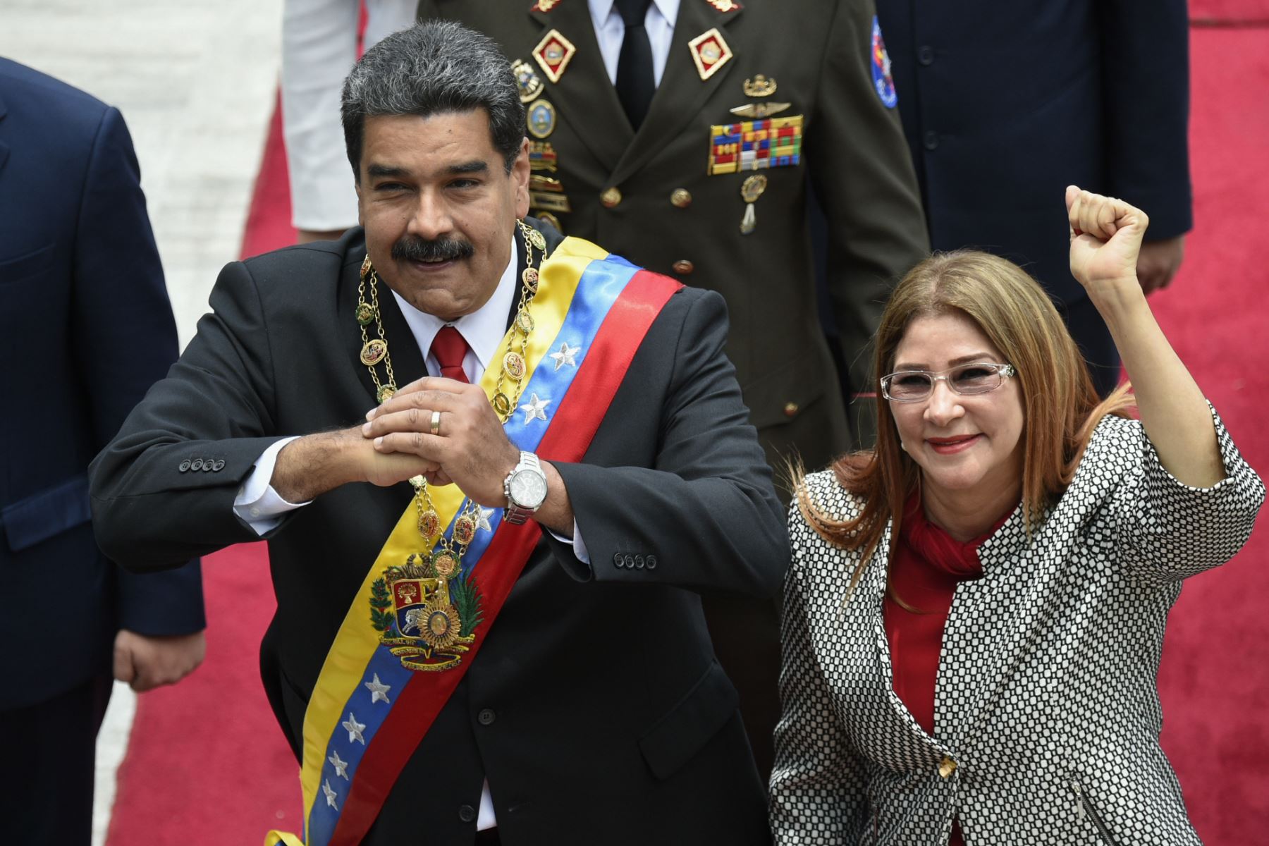 Nicolás Maduro y su esposa Foto: AFP