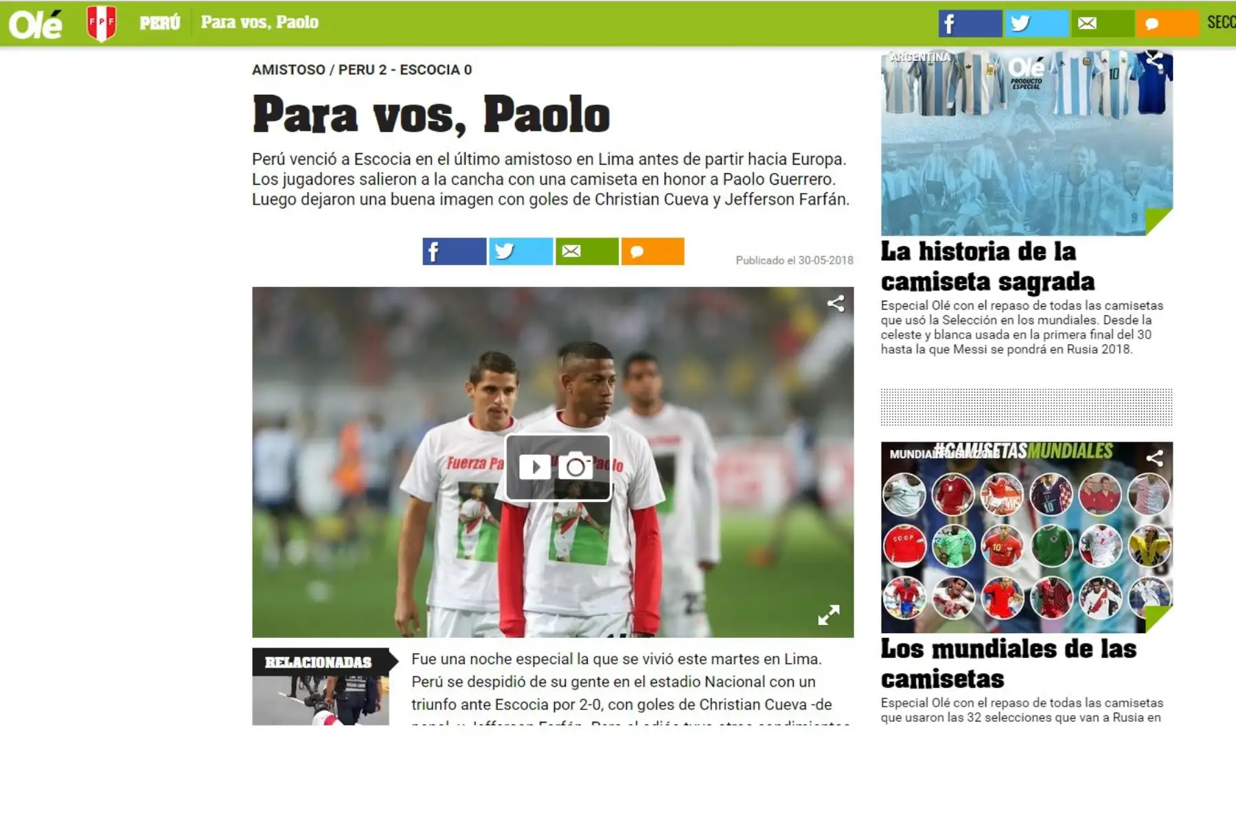 Diario Olé. Foto: Captura.
