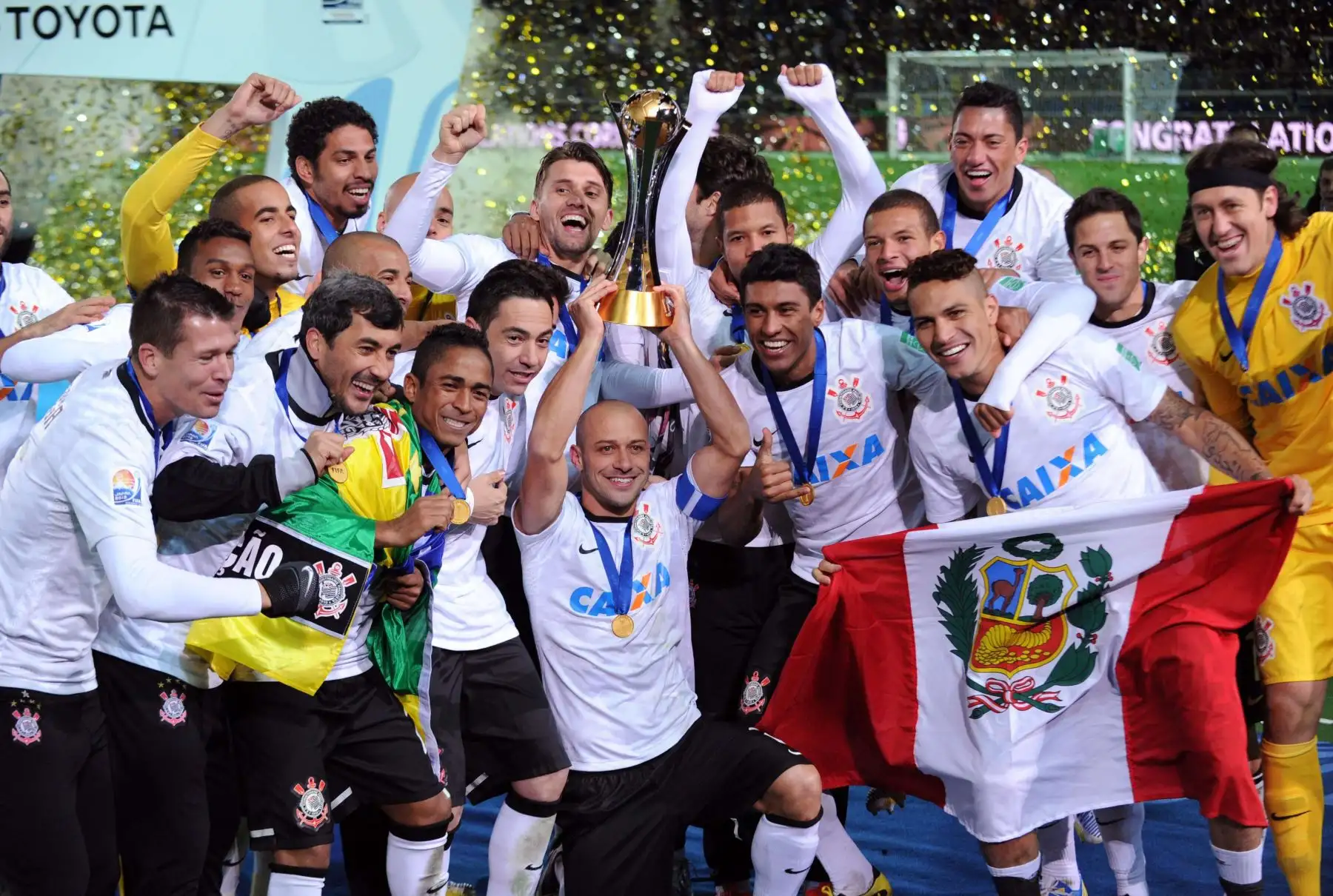 2012 El Paolo Guerrero campeón mundial de clubes con el equipo brasileño Corinthians. Foto: AFP