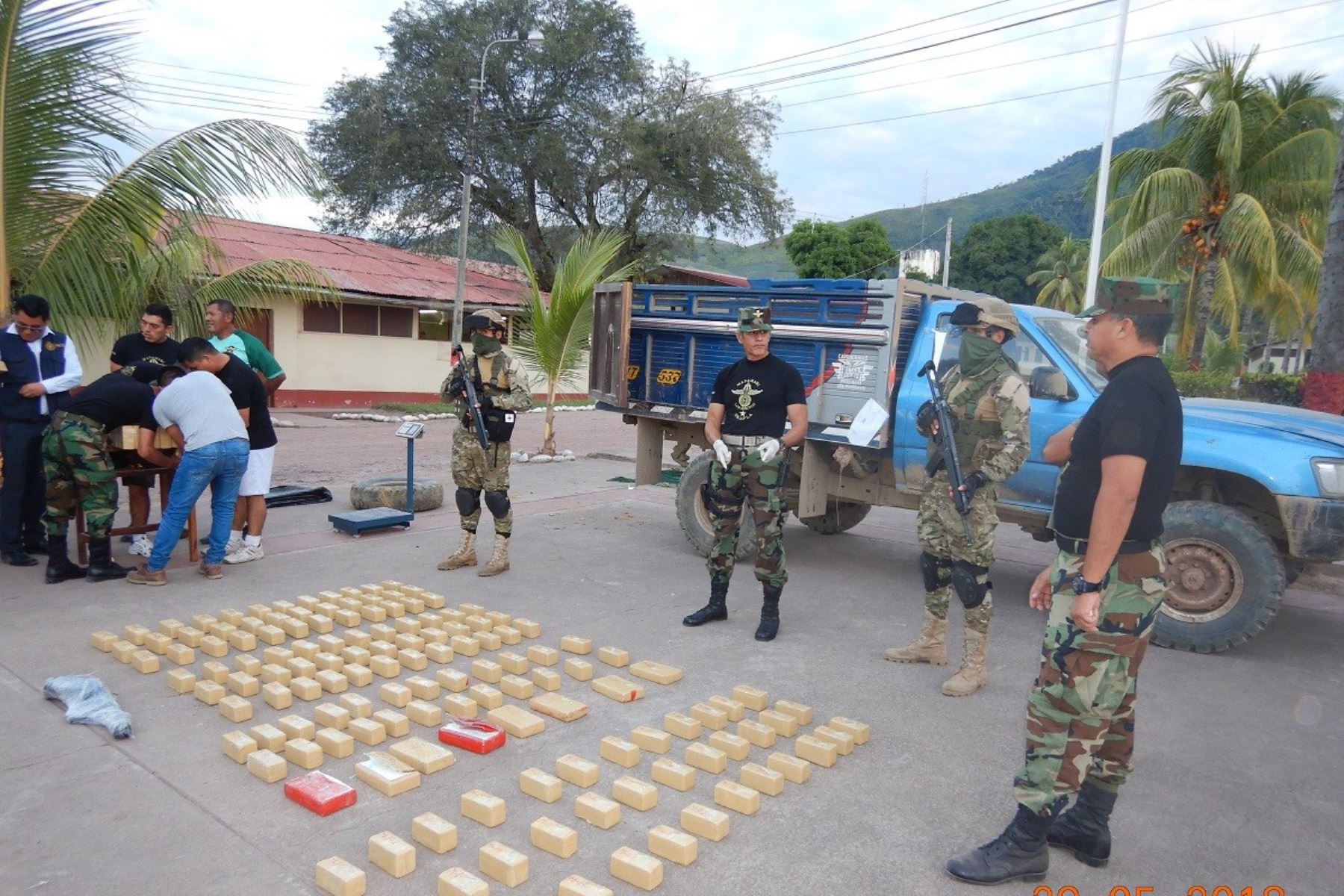 Policía decomisa 114 kilos de cocaína de alta pureza en el Vraem. ANDINA/Difusión