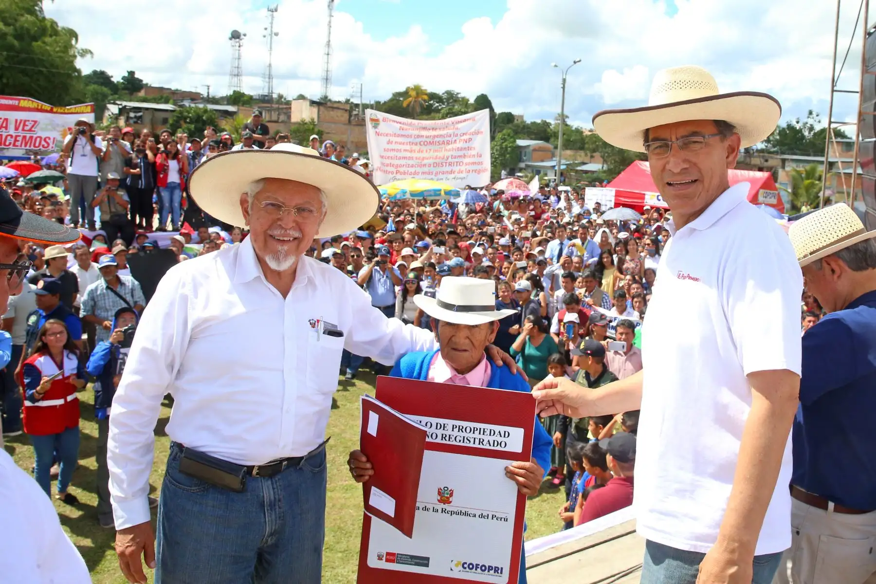 Presidente Vizcarra anuncia transferencia de recursos para proyectos de agua potable y saneamiento en Nueva Cajamarca ,San Martín.Foto: ANDINA/Prensa Presidencia