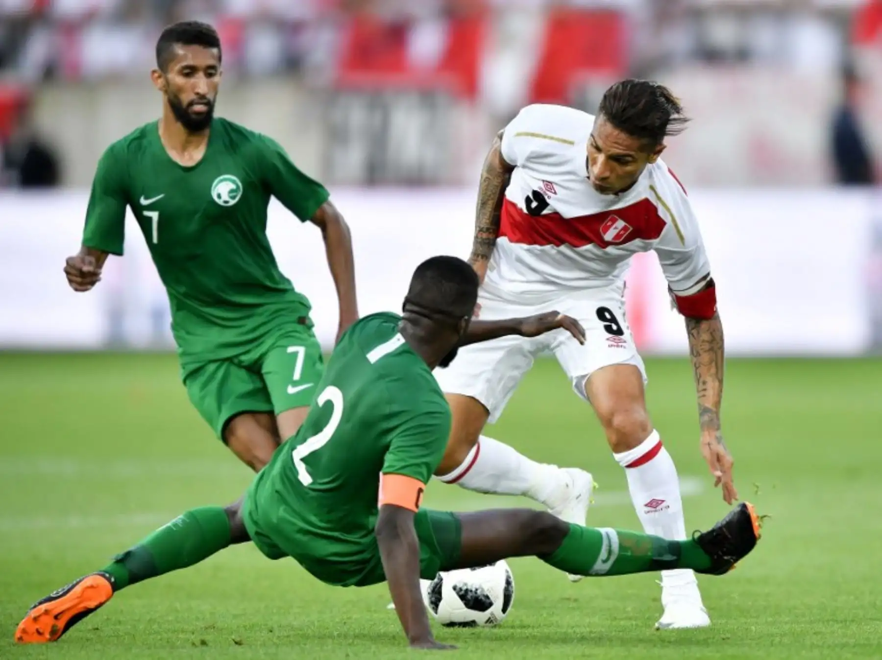 Partido amistoso de fútbol entre Arabia Saudita y Perú en el estadio Kybunpark en St. Gallen.Foto: ANDINA/AFP