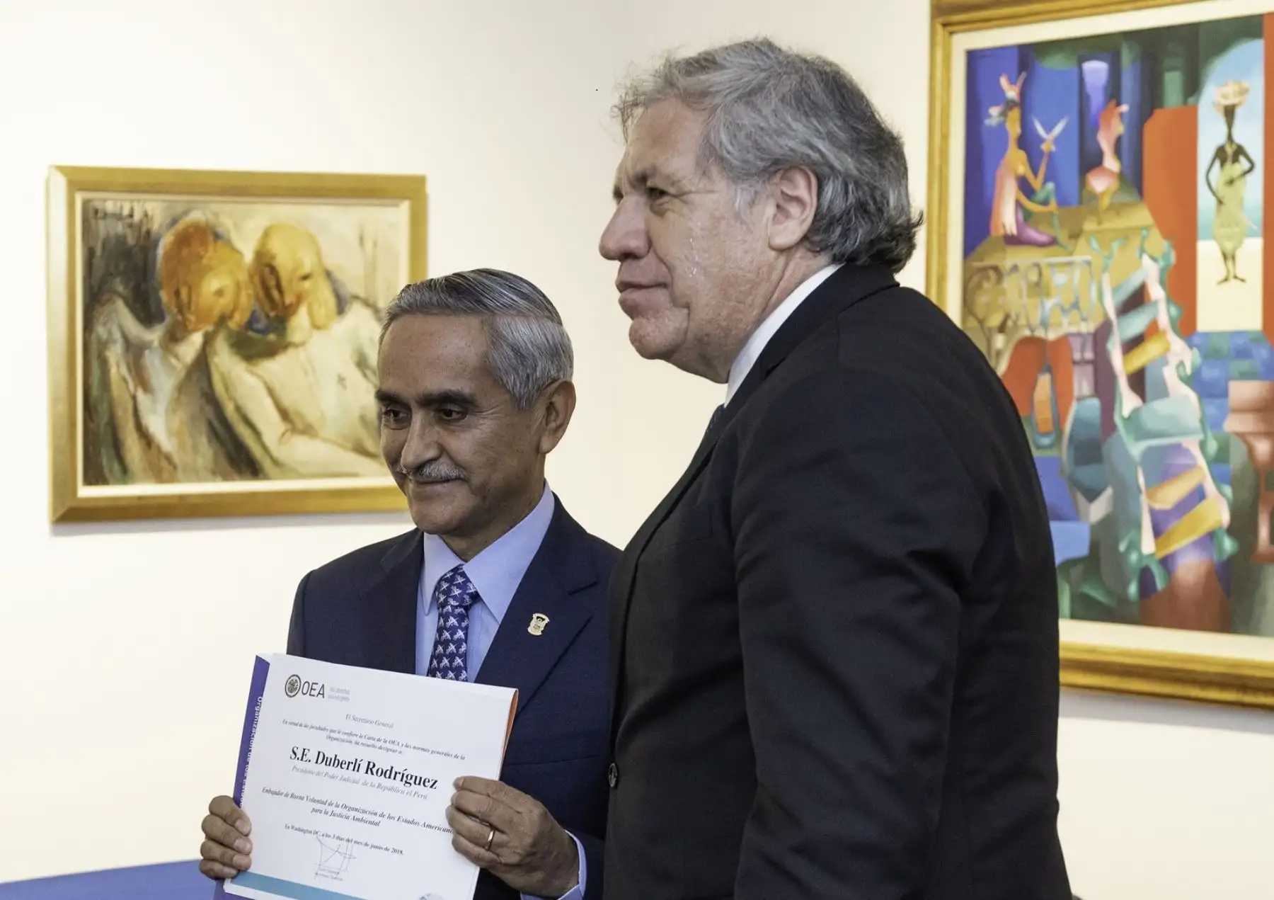 Presidente del Poder Judicial, Duberlí Rodríguez, es designado por la OEA como embajador de la justicia ambiental.