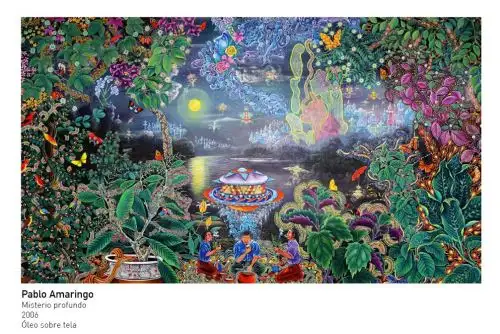 Misterio profundo de Pablo Amaringo será una de las piezas de arte amazónico que se exhibirá en la Casa Perú de Moscú que instalará Promperú por el Mundial de Fútbol Rusia 2018. ANDINA/Difusión