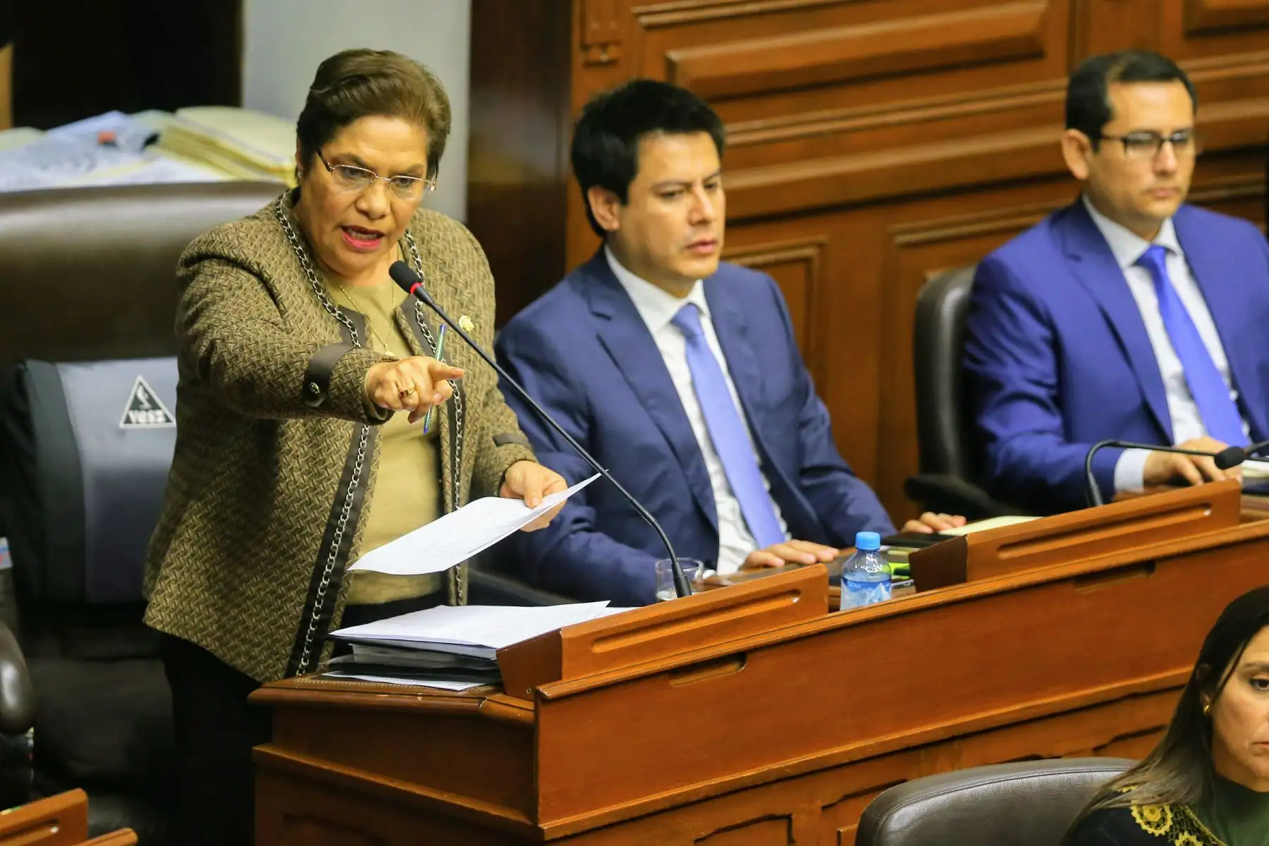 Congresista Luz Salgado hace uso de la palabra en la sesión extraordinaria del Congreso que estudia el desafuero de tres exintegrantes de Fuerza Popular. Foto: ANDINA/Luis Iparraguirre