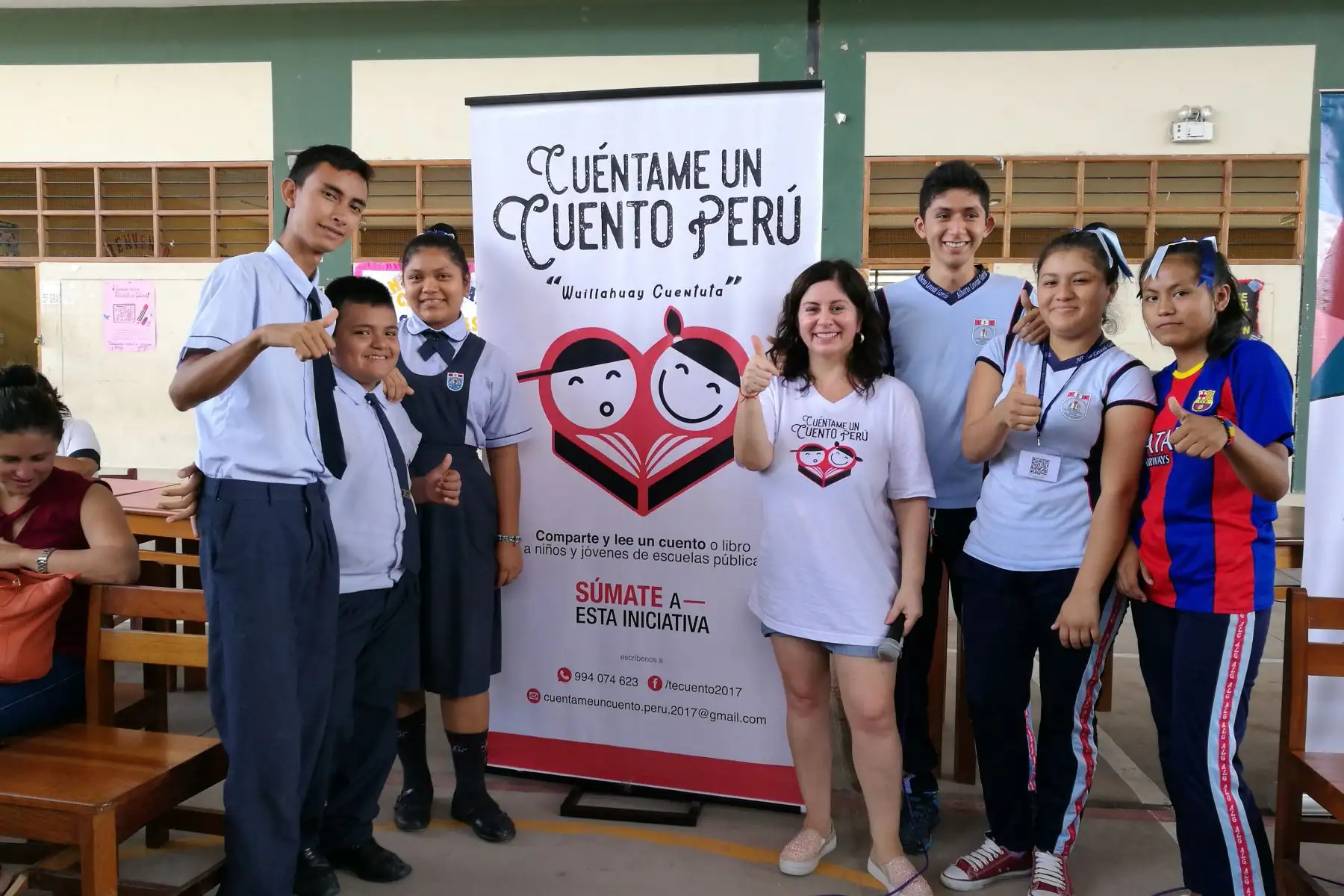 Los que deseen unirse como voluntarios a esta iniciativa o donar libros en buen estado, debenllamar al 994074623, o escribir a la cuenta en Facebook: tecuento 2017.Foto:ANDINA/VCCP
