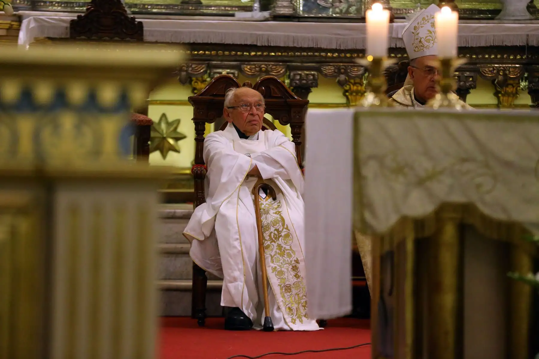 Misa en la iglesia Santo Domingo, para celebrar el cumpleaños del padre Gutiérrez. Foto: ANDINA/Luis Iparraguirre