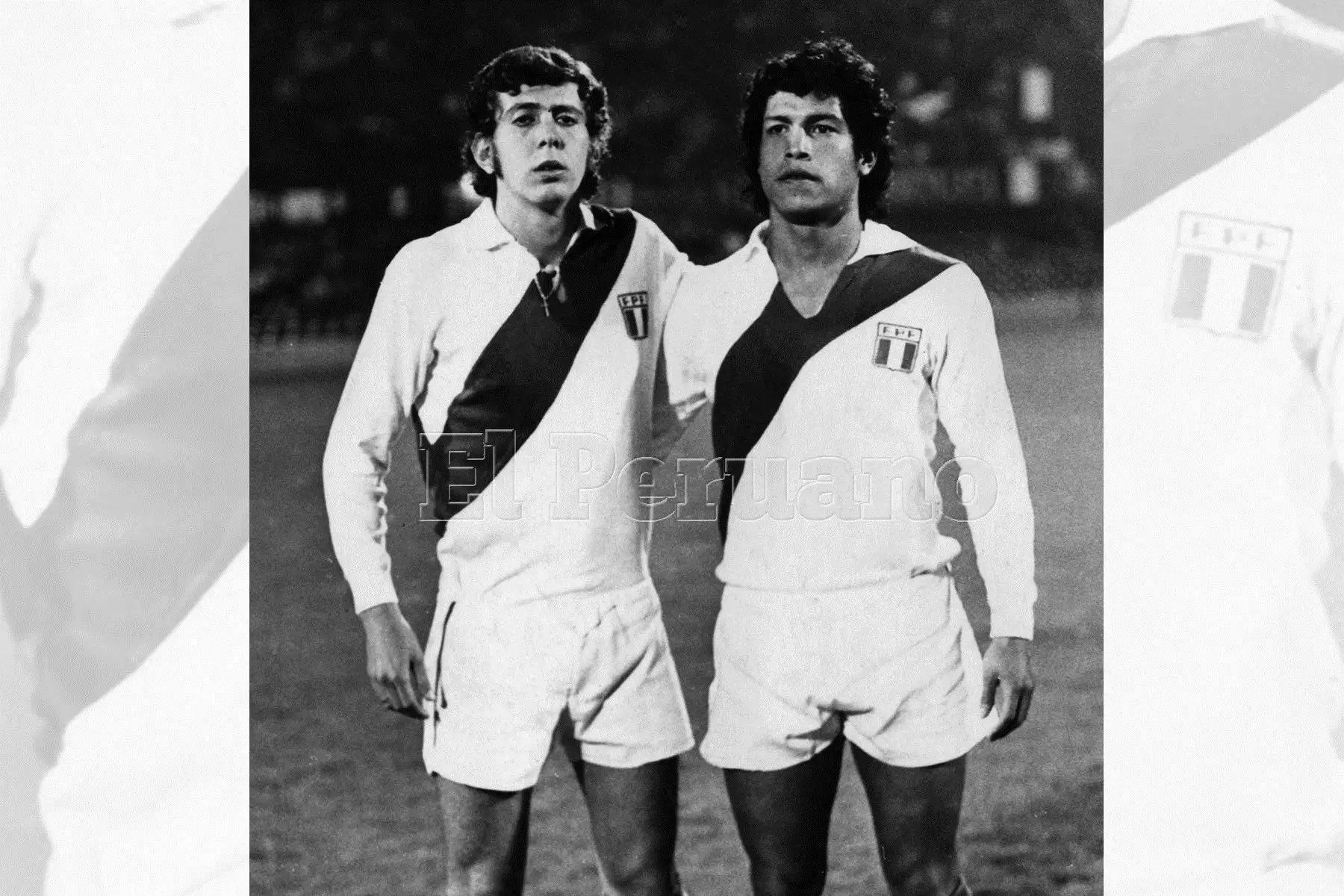 Rubén "Panadero" Díaz junto a "Titín" Drago cuando empezaba a jugar por la selección peruana. (Lima, 26 enero 1973)  Foto: Archivo Histórico de El Peruano.