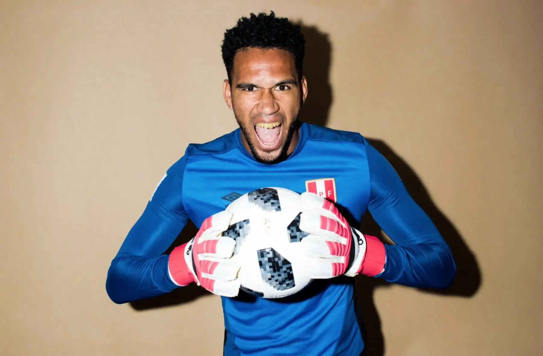 El arquero Pedro Gallese en sesión de fotos de la selección peruana en Rusia. Foto: ANDINA/ Gilda Arrúa