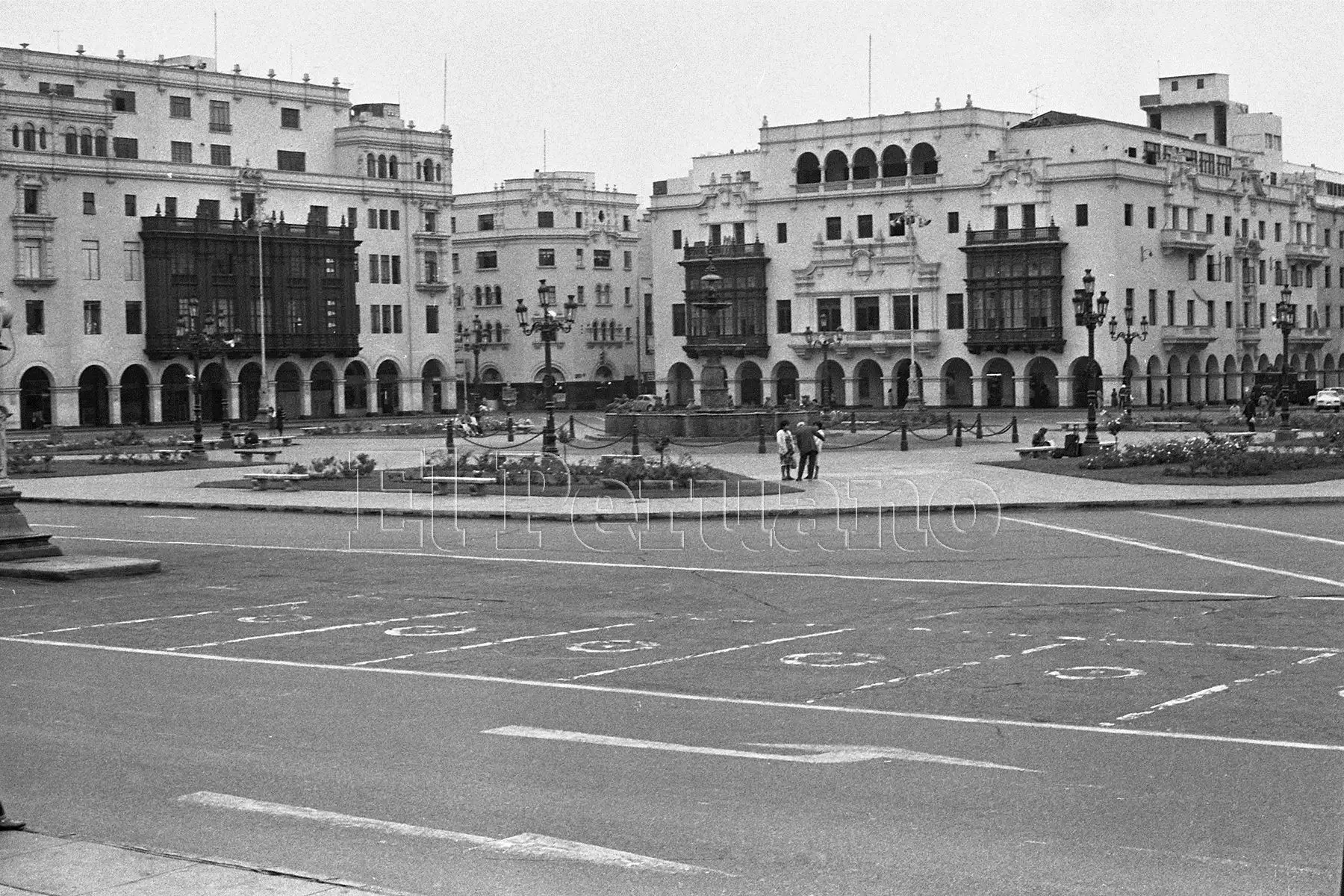 La Plaza de Armas de Lima durante el partido entre Perú y Camerún en España 82.  
Foto: ANDINA/archivo