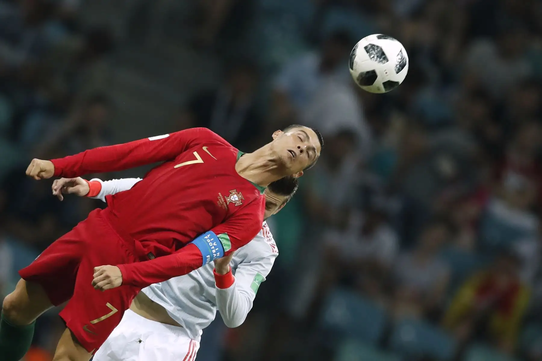 El alero de Portugal, Cristiano Ronaldo, celebra el gol de su hat-trick durante el partido de fútbol del Grupo B de la Copa Mundial Rusia 2018 entre Portugal y España en el Estadio Fisht de Sochi el 15 de junio de 2018.Foto: AFP